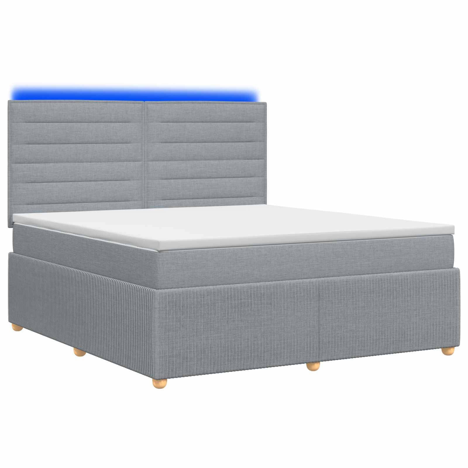 vidaXL LED Boxspringbett mit Matratze Hellgrau 140 x 190 cm Stoff