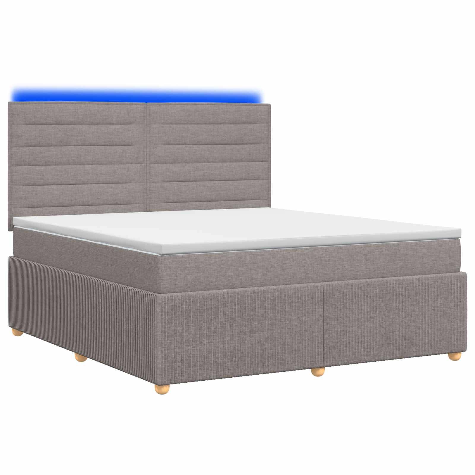 vidaXL LED Boxspringbett mit Matratze Taupe 140 x 200 cm Stoff