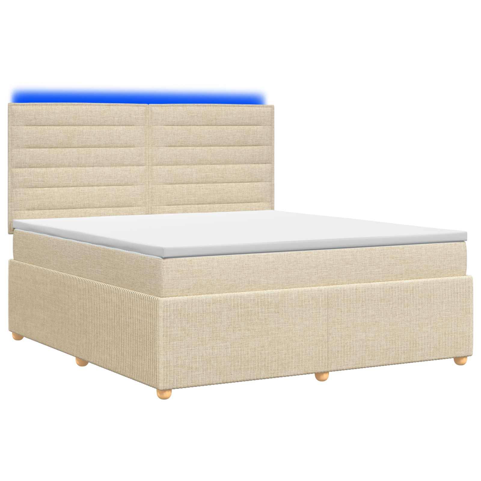 vidaXL LED Boxspringbett mit Matratze Creme 140 x 200 cm Stoff