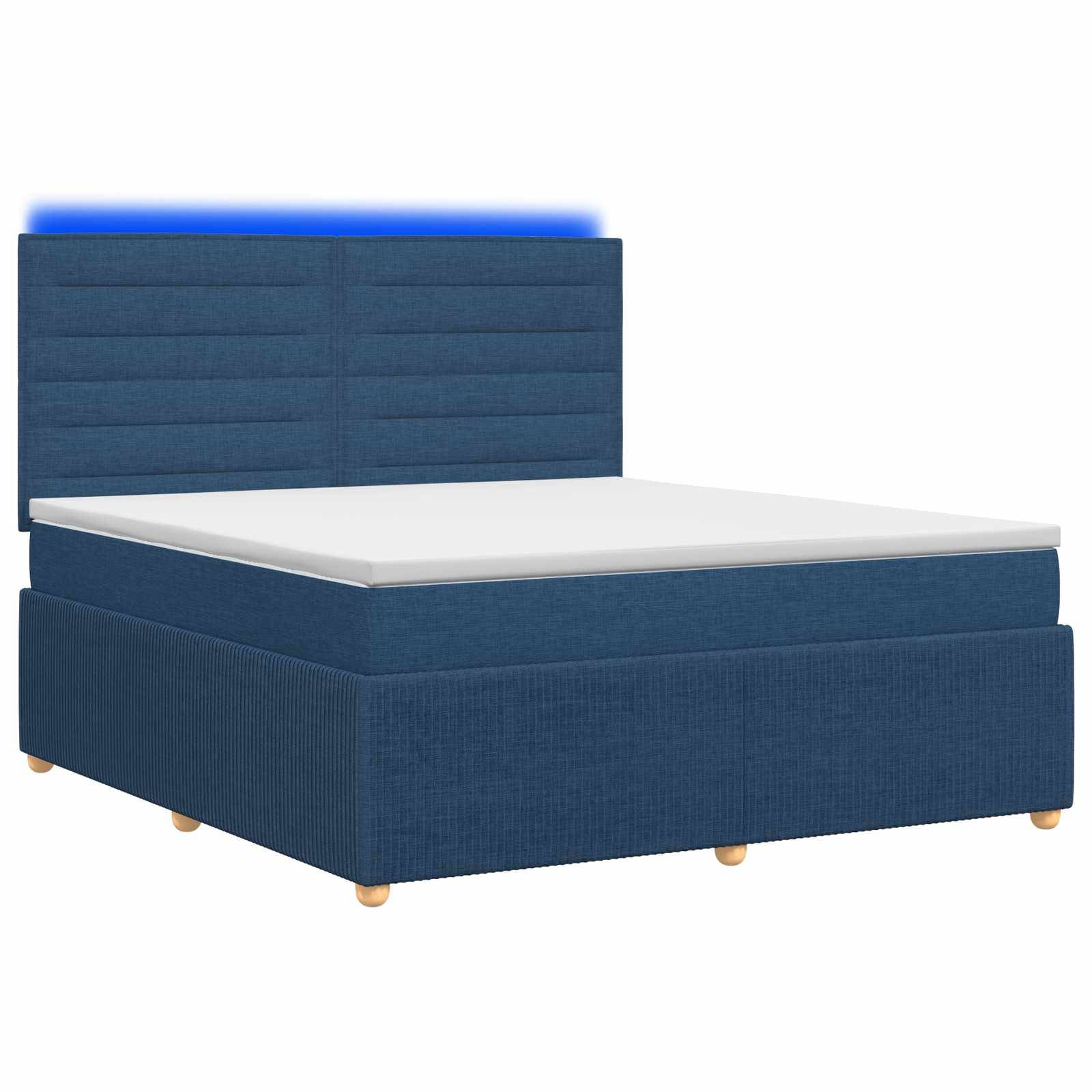 vidaXL LED Boxspringbett mit Matratze Blau 180 x 200 cm Stoff