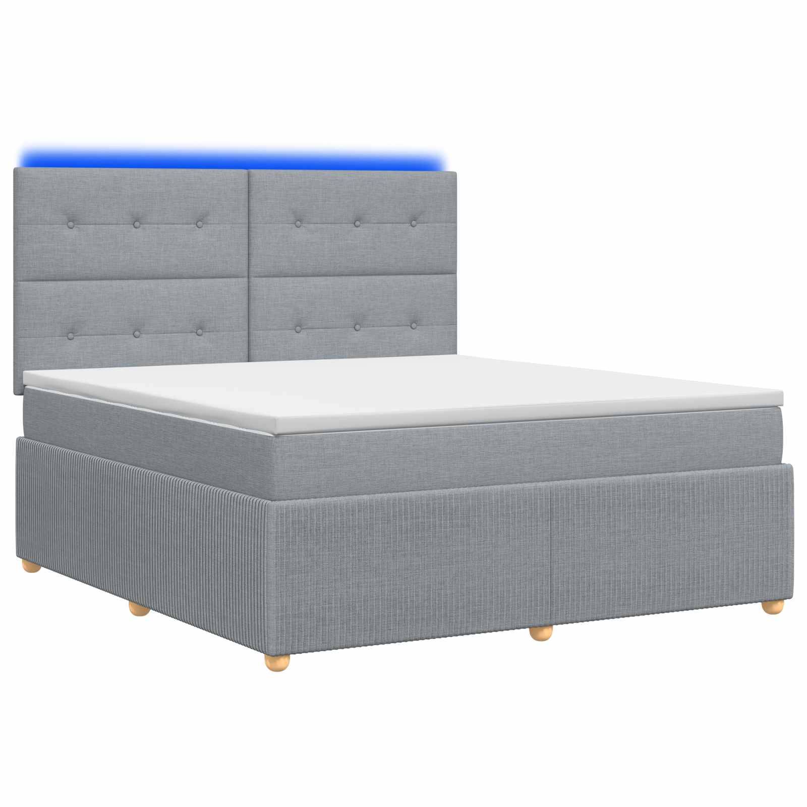 vidaXL LED Boxspringbett mit Matratze Hellgrau 160 x 200 cm Stoff