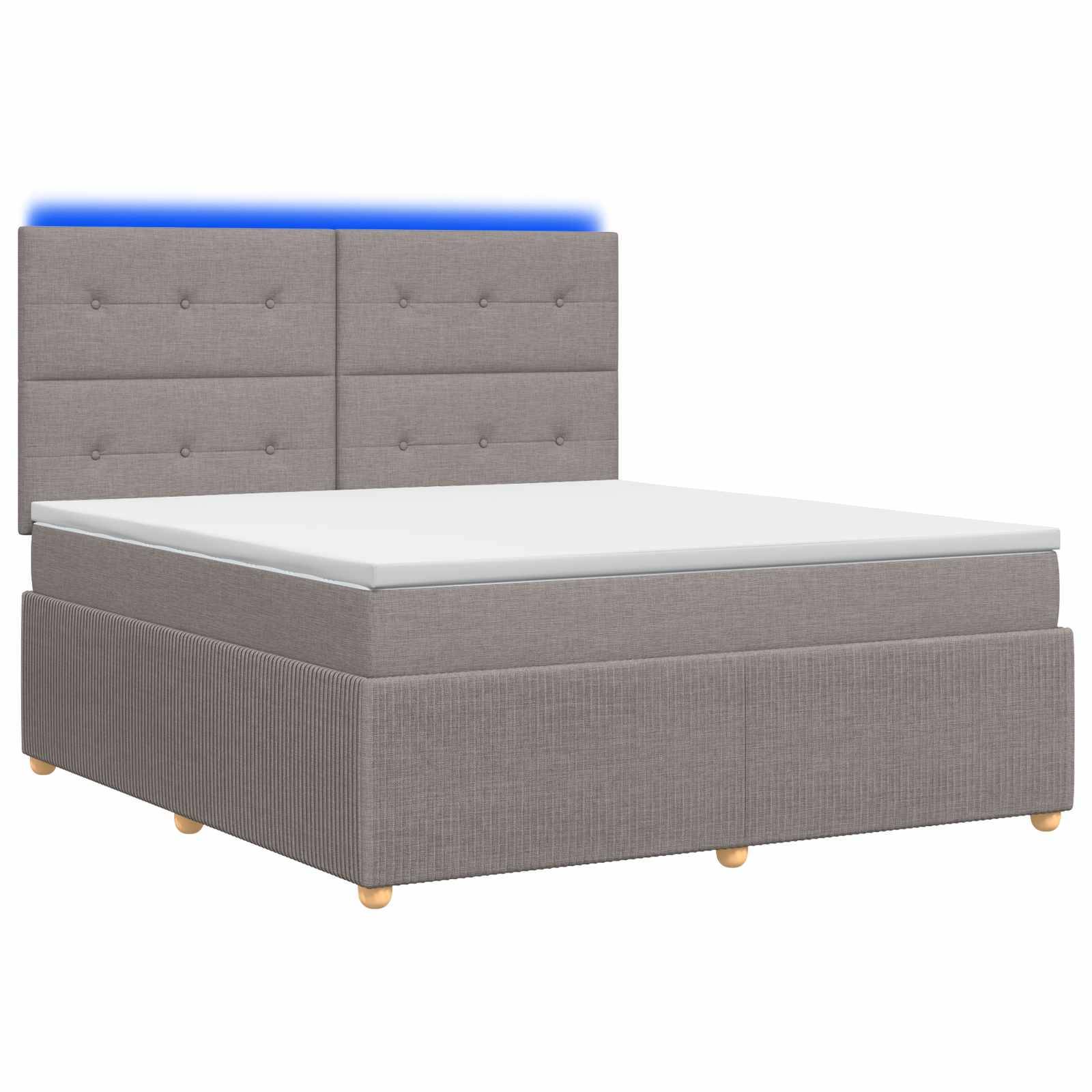 vidaXL LED Boxspringbett mit Matratze Taupe 140 x 190 cm Stoff