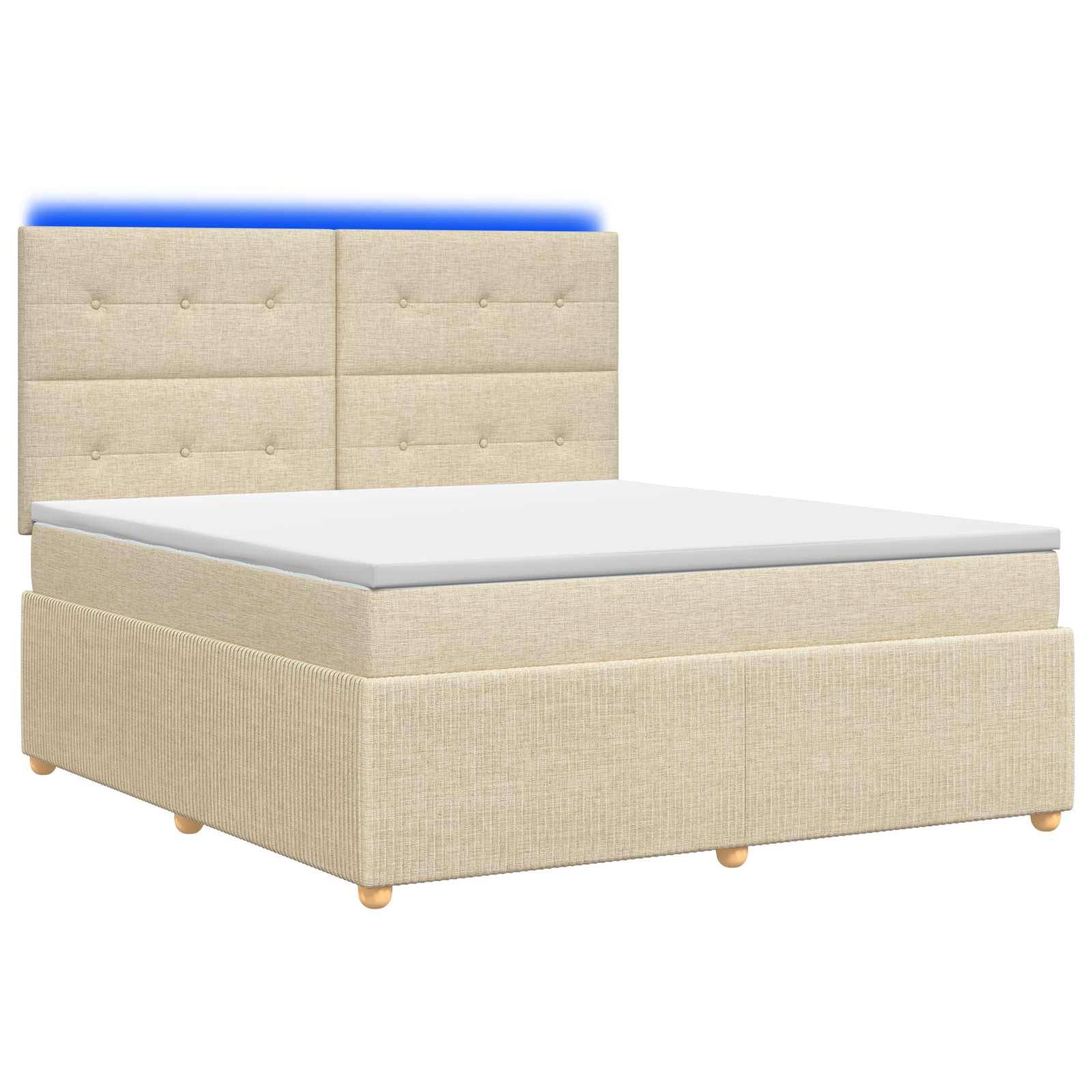 vidaXL LED Boxspringbett mit Matratze Creme 180 x 200 cm Stoff