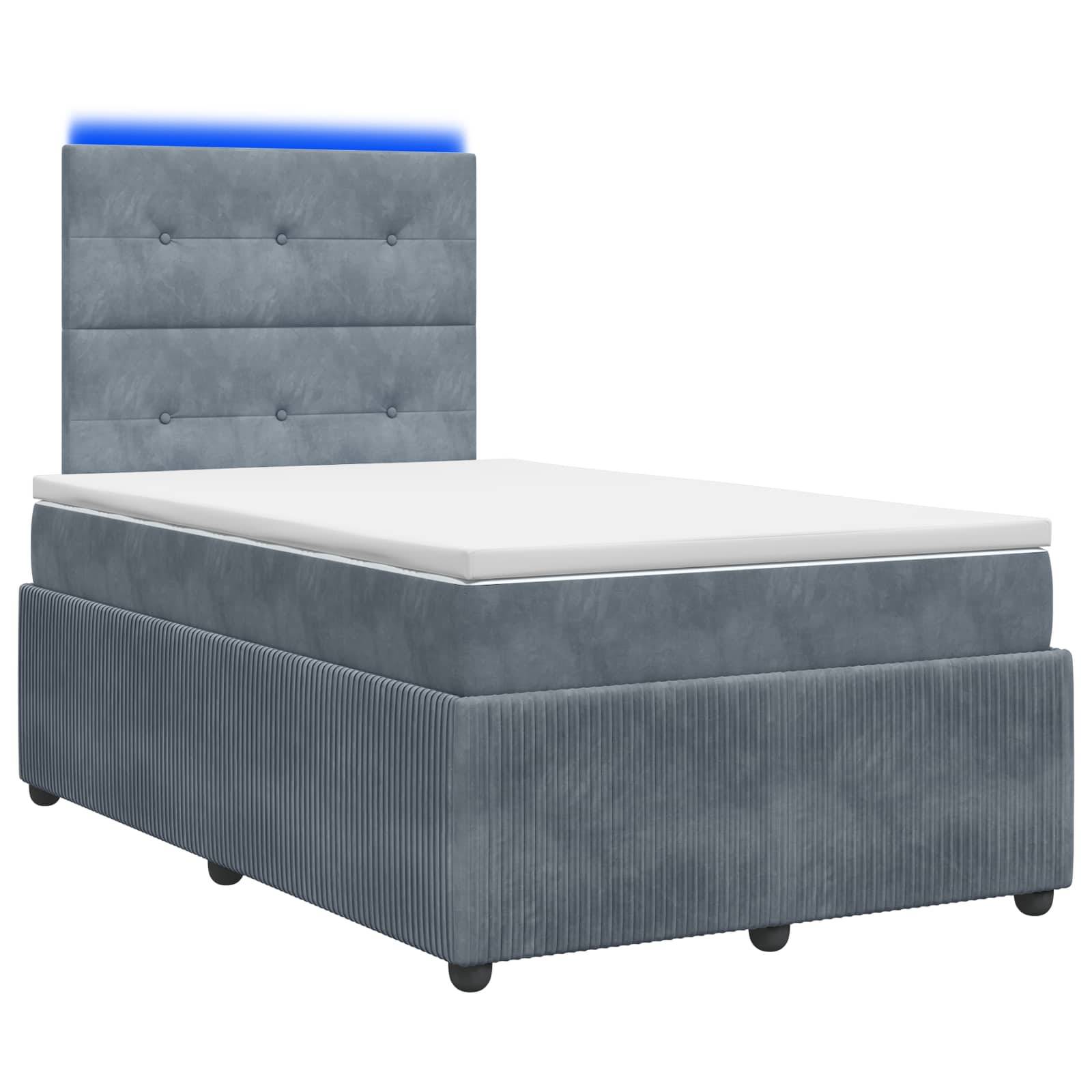vidaXL LED Boxspringbett mit Matratze Dunkelgrau 120 x 190 cm Samt