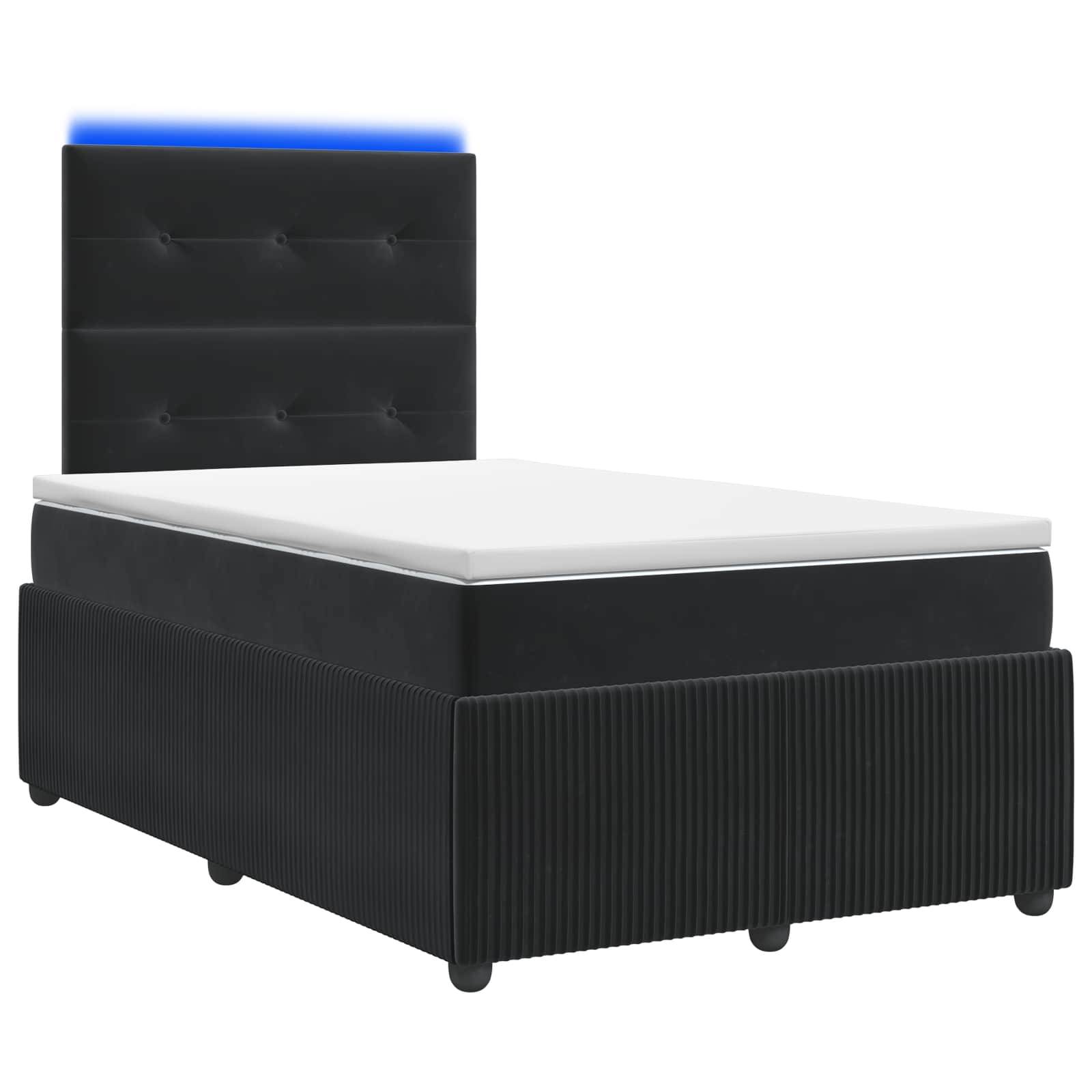 vidaXL LED Boxspringbett mit Matratze Schwarz 120 x 190 cm Samt