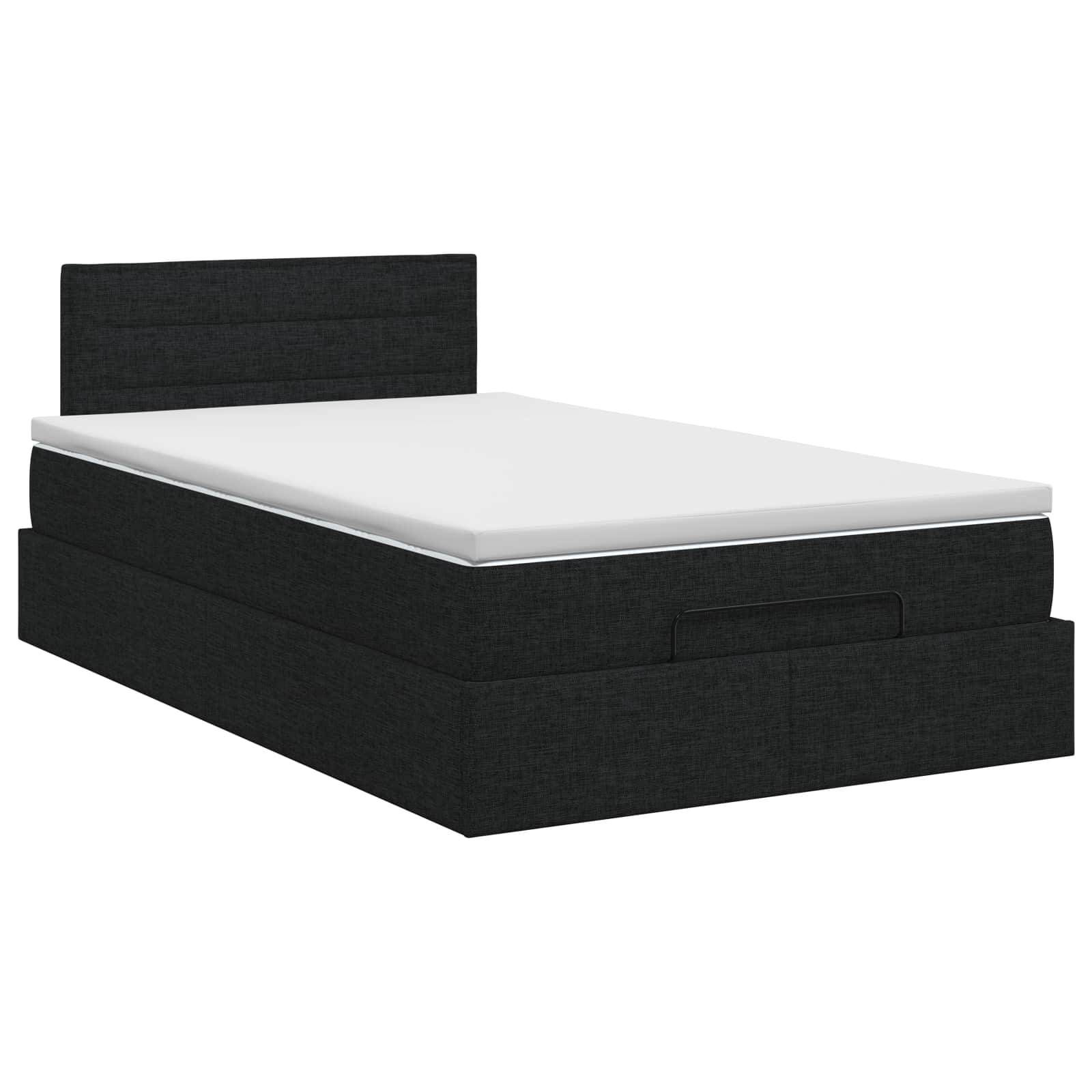 vidaXL Ottoman Bett mit Matratze Schwarz 120 x 190 cm Stoff