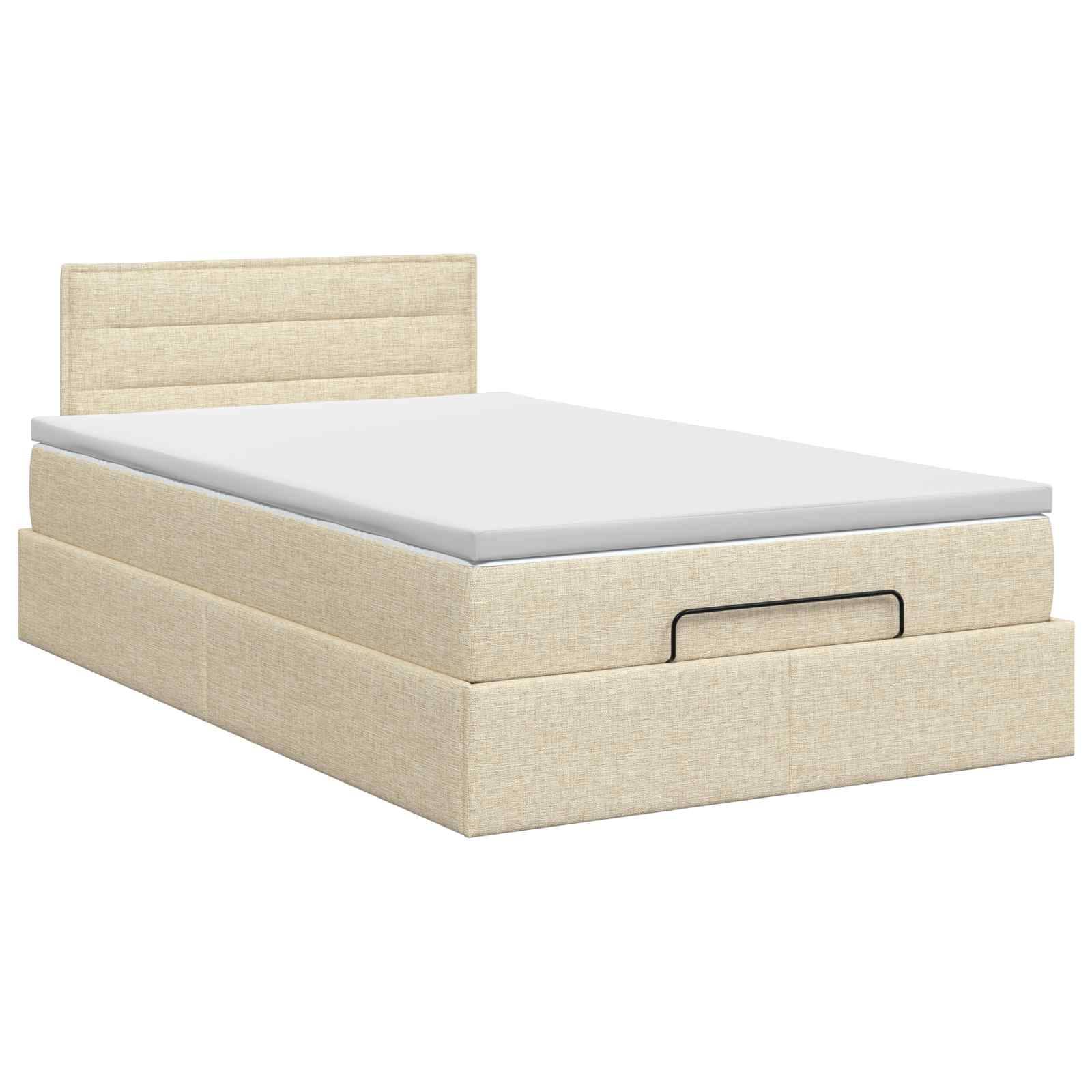 vidaXL Ottoman Bett mit Matratze mit Kopfteil Creme 120 x 190 cm Stoff
