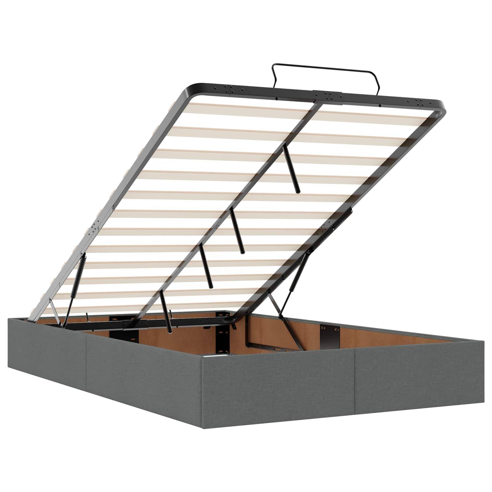 vidaXL Ottoman-Bett mit Matratze und LED Dunkelgrau 120 x 190 cm Stoff