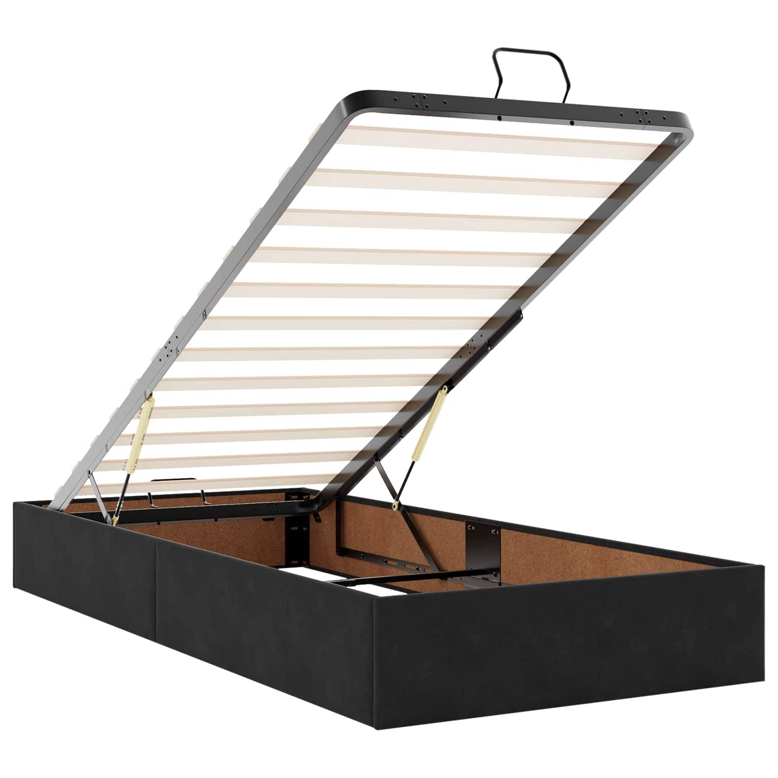 vidaXL Ottoman-Bett mit Matratze und LED Schwarz 90 x 200 cm Samt