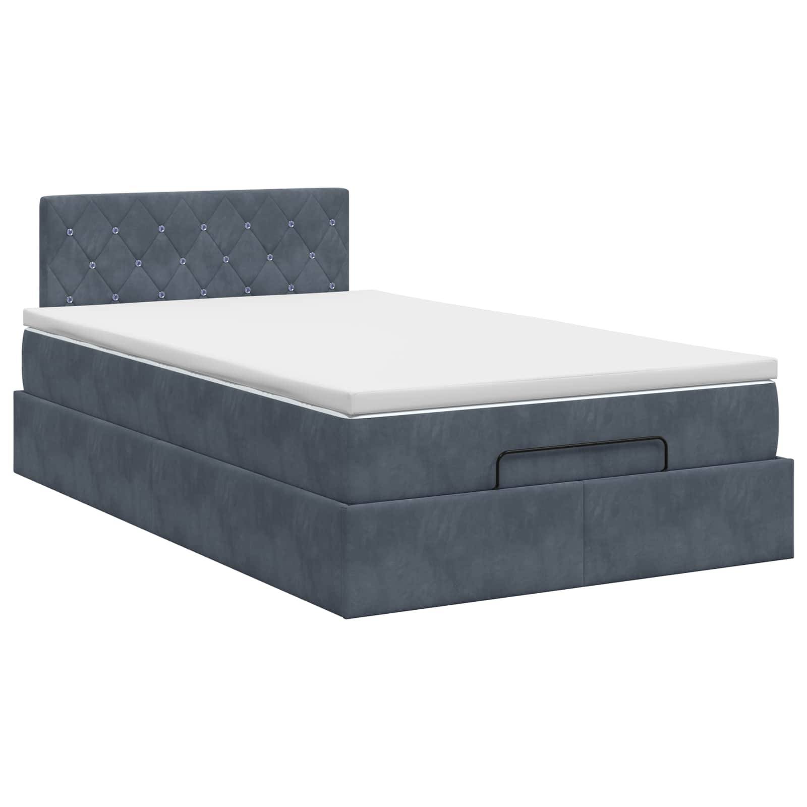 vidaXL Ottoman Bett mit Matratze Dunkelgrau 120 x 190 cm Samt