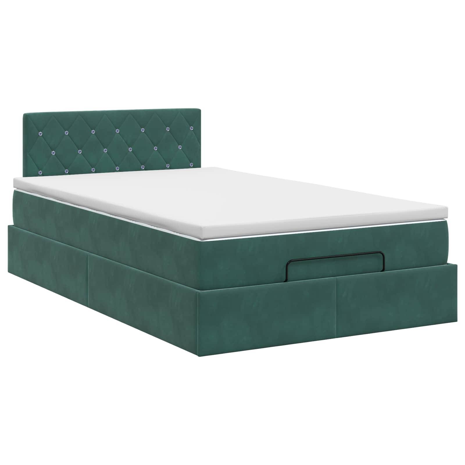 vidaXL Ottoman Bett mit Matratze Dunkelgrün 120 x 190 cm Samt