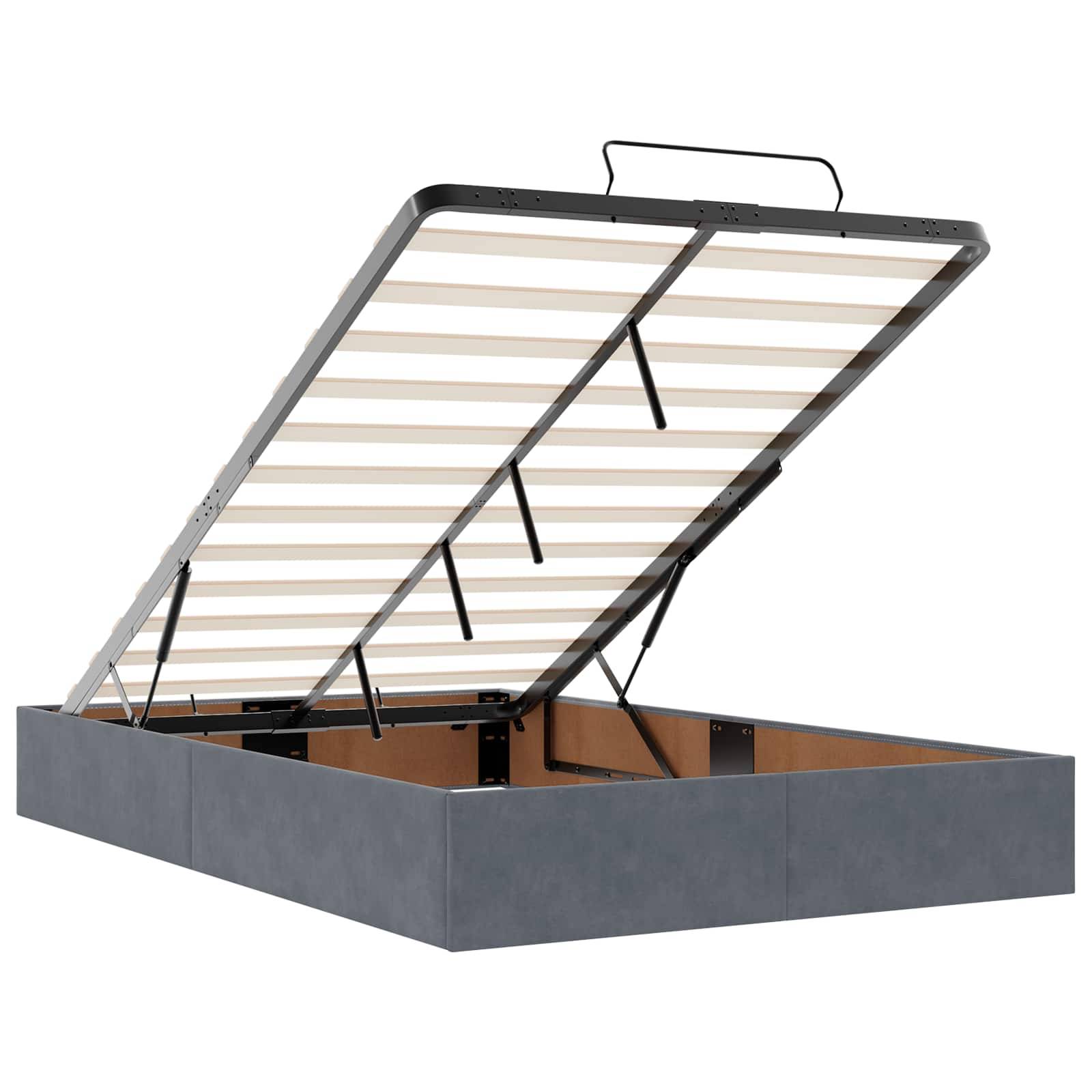 vidaXL Ottoman-Bett mit Matratze und LED Dunkelgrau 120 x 200 cm Samt