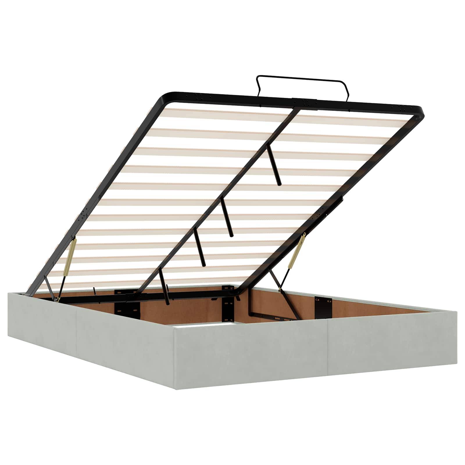 vidaXL Ottoman-Bett mit Matratze und LED Hellgrau 160 x 200 cm Samt