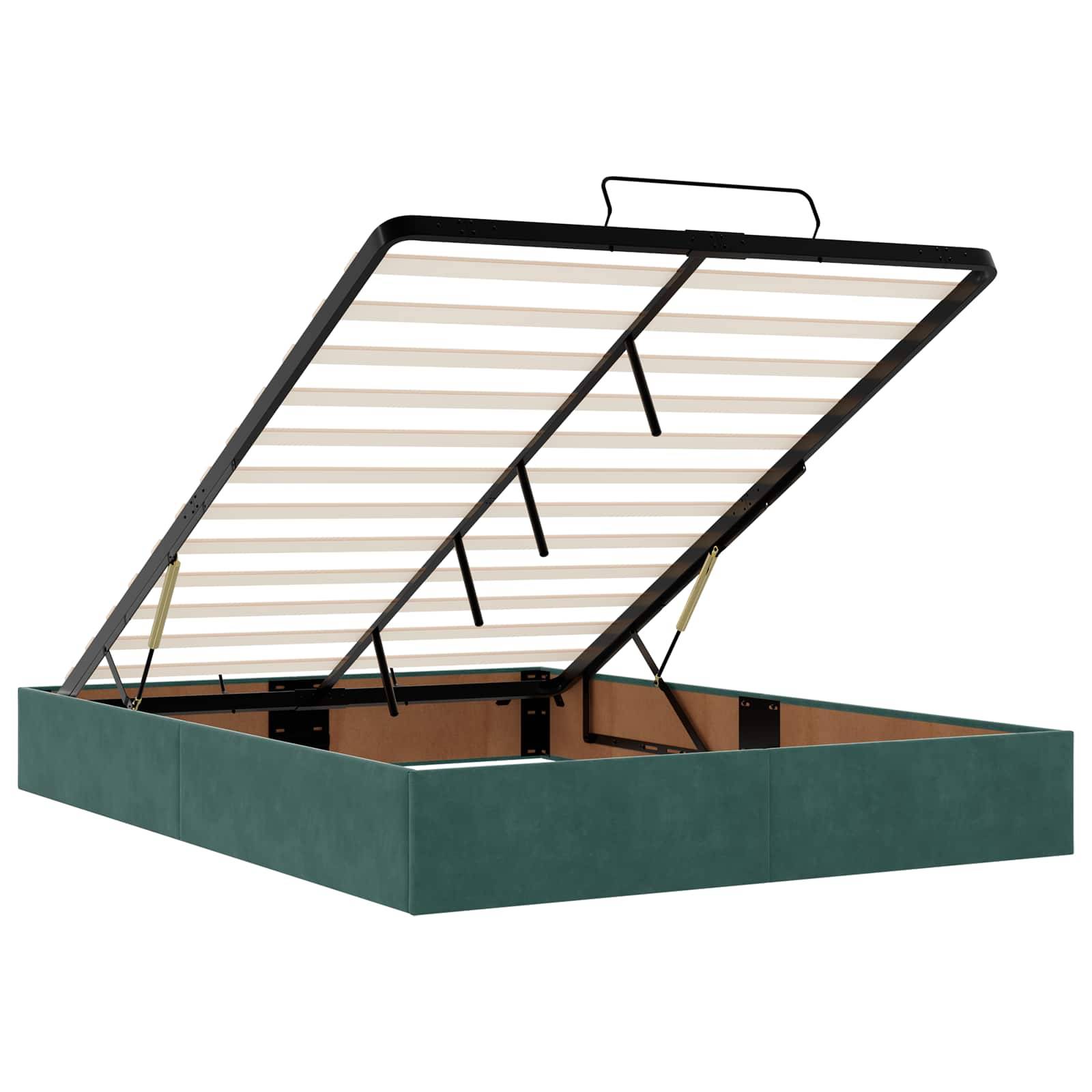 vidaXL Ottoman-Bett mit Matratze und LED Dunkelgrün 140 x 190 cm Samt