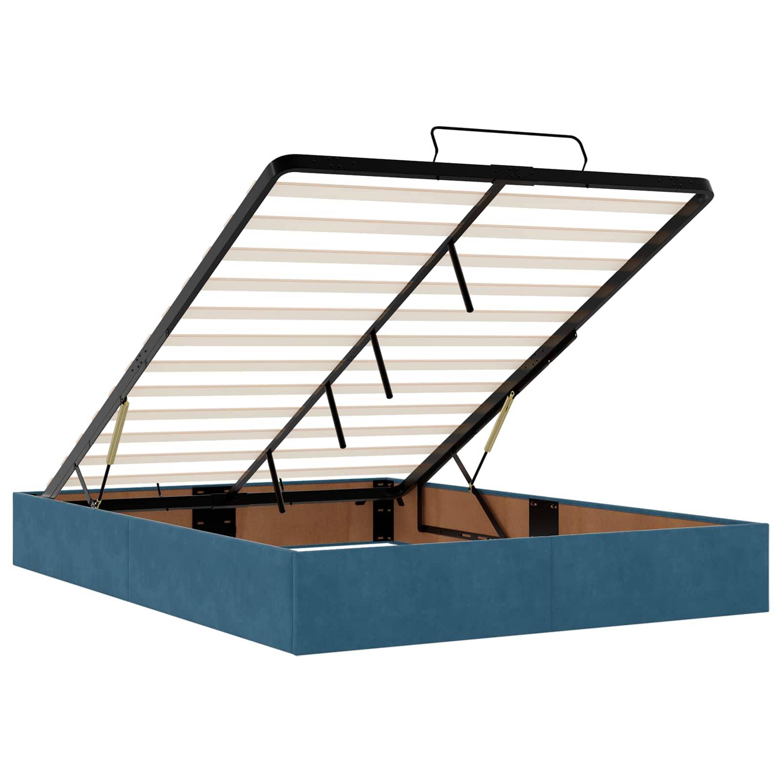vidaXL Ottoman-Bett mit Matratze und LED Dunkelblau 140 x 190 cm Samt
