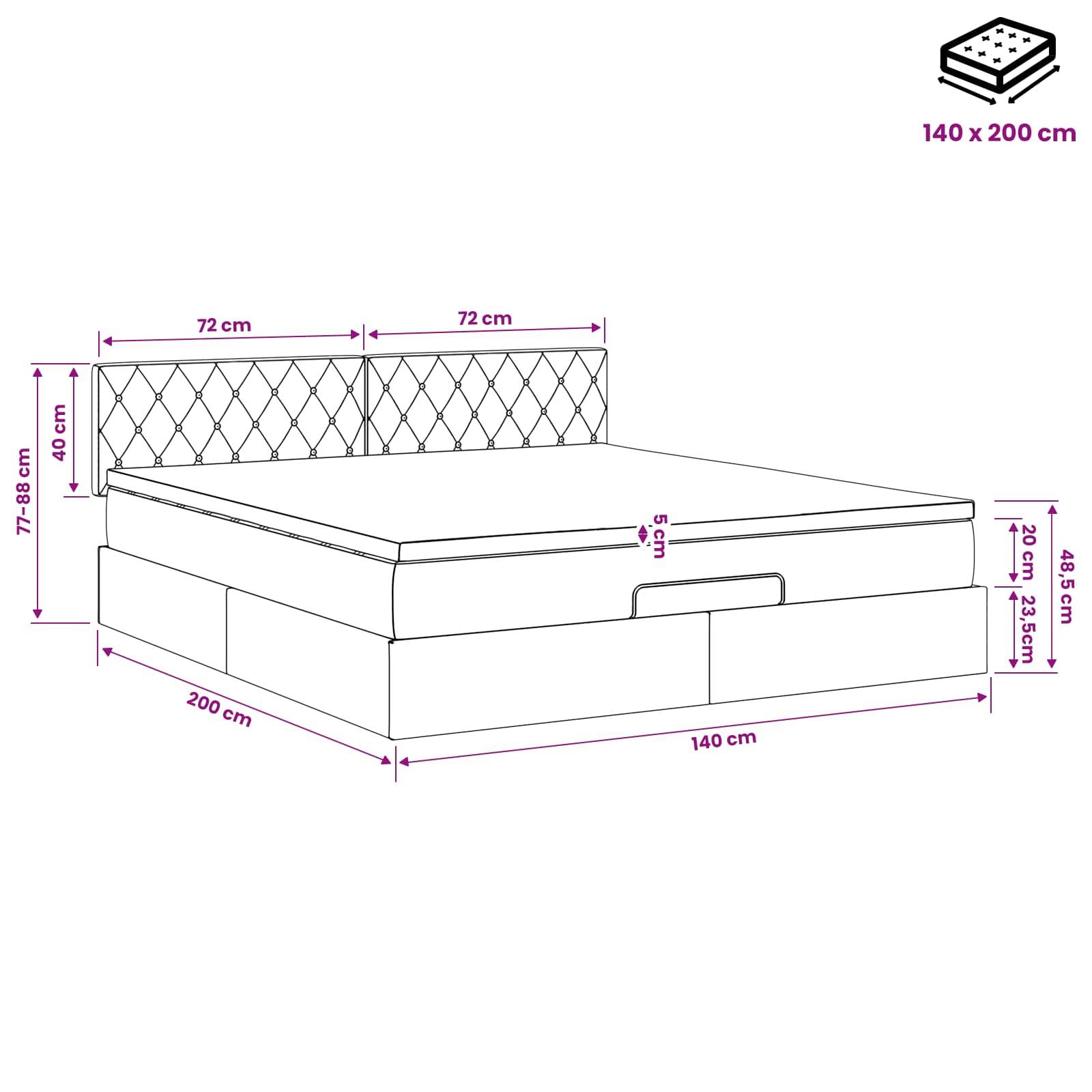 vidaXL Ottoman Bett mit Matratze Dunkelgrün 140 x 200 cm Samt