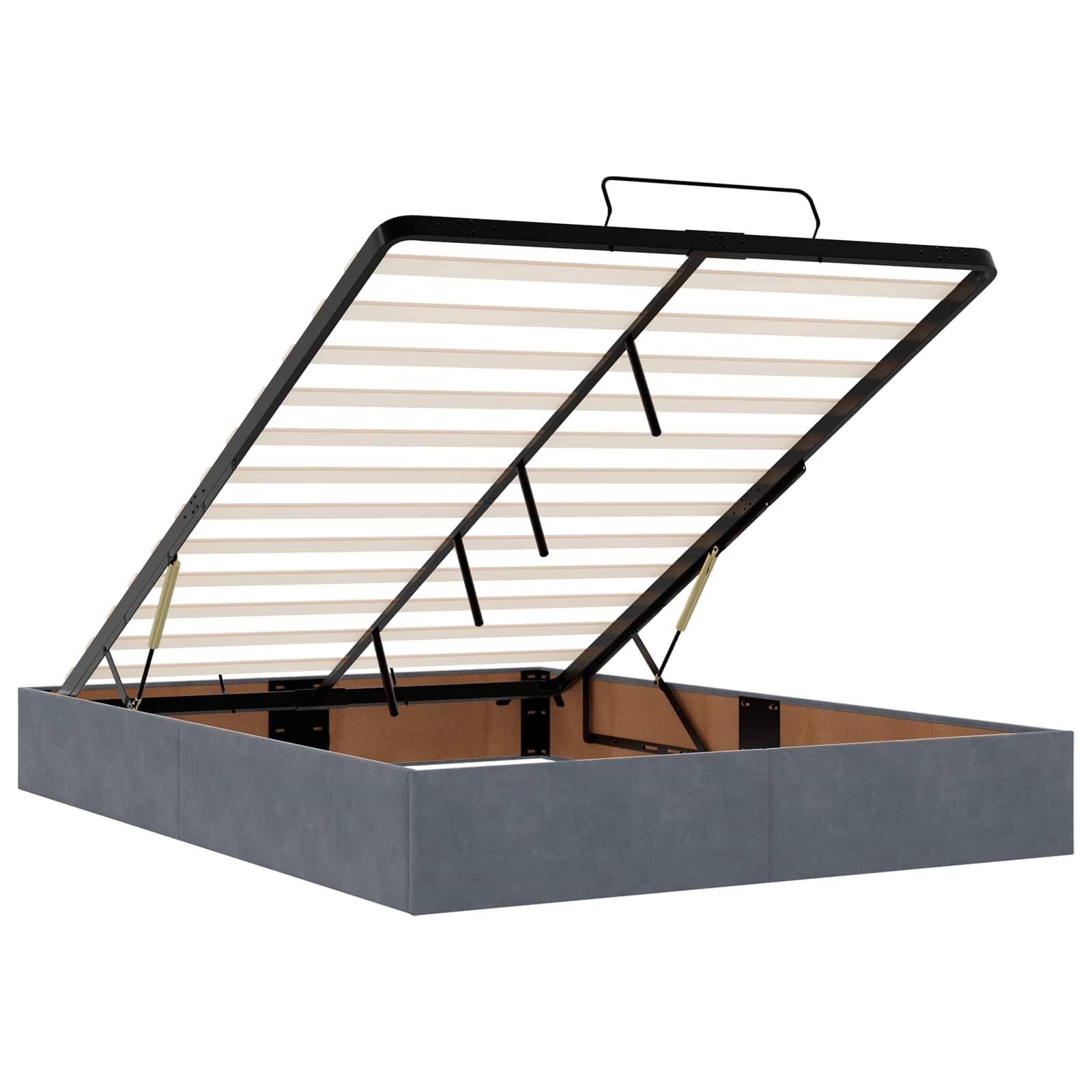 vidaXL Ottoman-Bett mit Matratze und LED Dunkelgrau 140 x 190 cm Samt