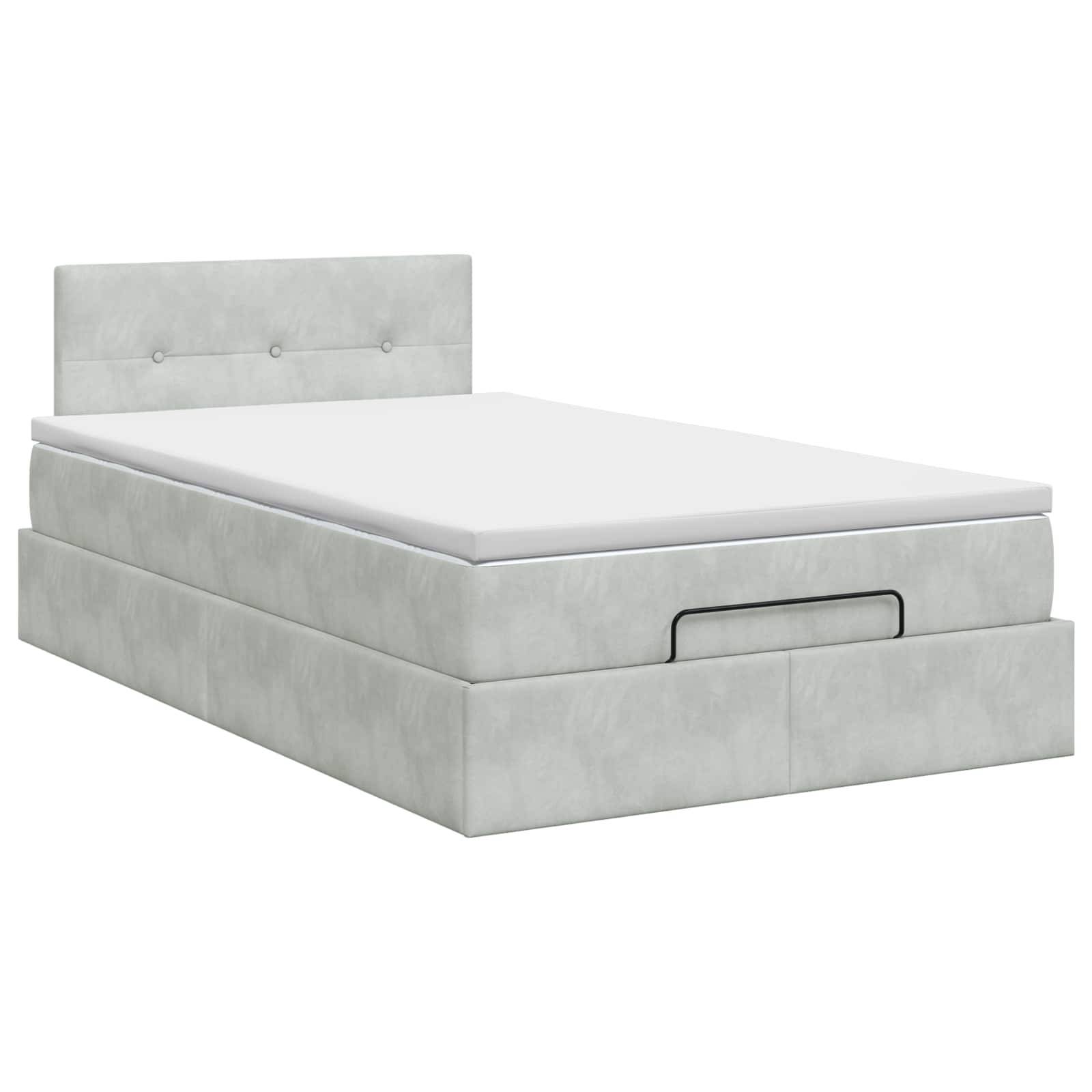 vidaXL Ottoman Bett mit Matratze Hellgrau 120 x 190 cm Samt