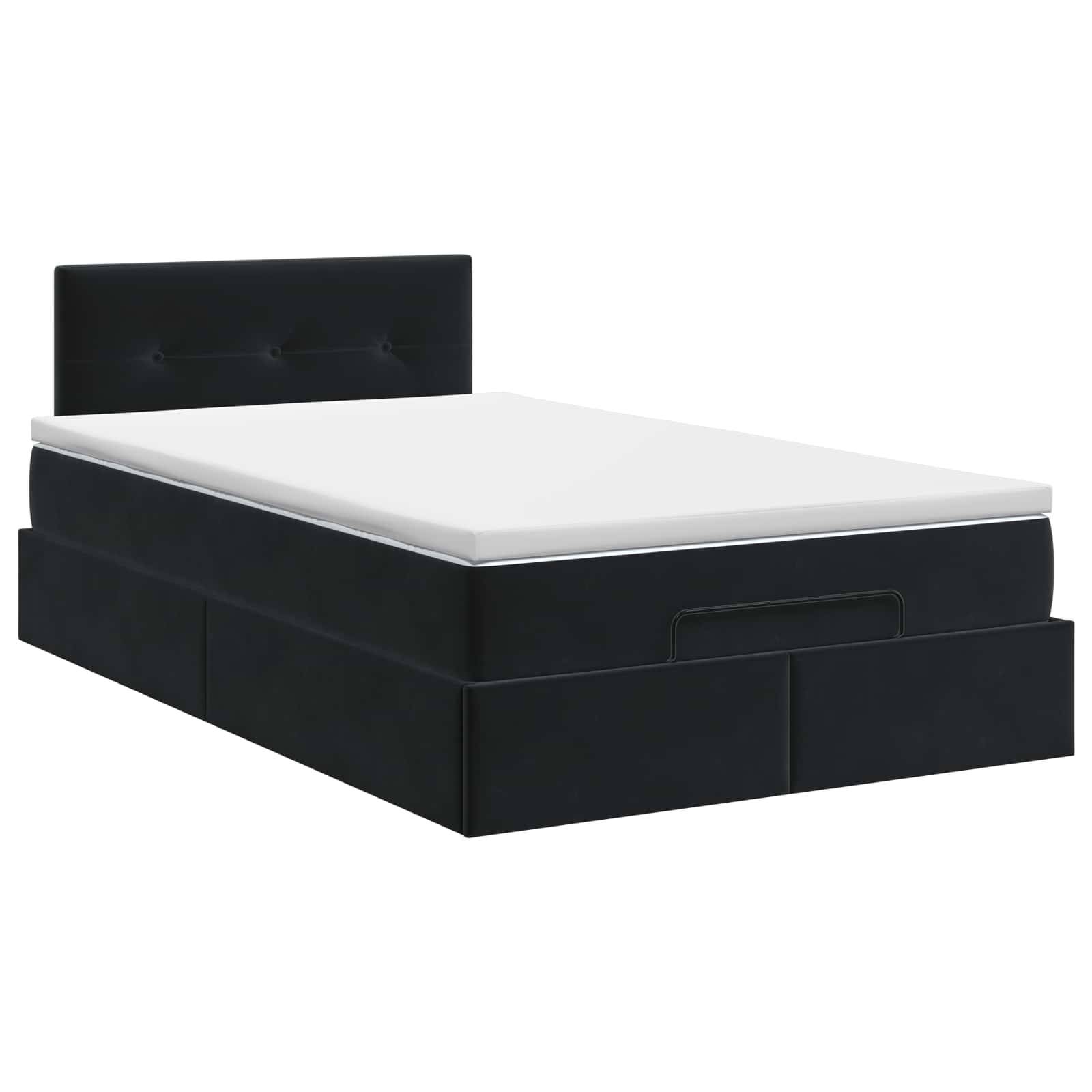 vidaXL Ottoman Bett mit Matratze Schwarz 120 x 190 cm Samt