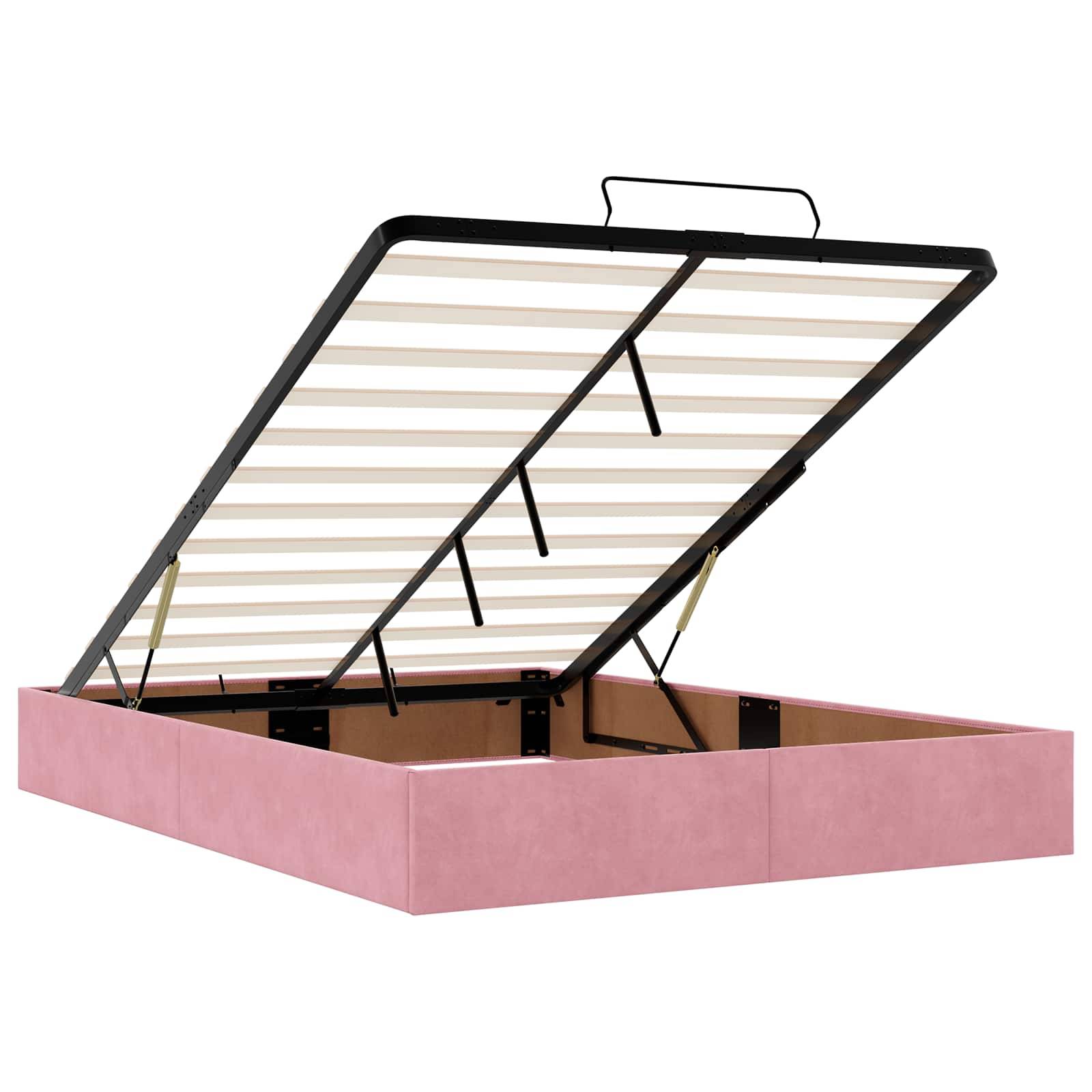 vidaXL Ottoman Bett mit Matratze mit Kopfteil Rosa 160 x 200 cm Samt