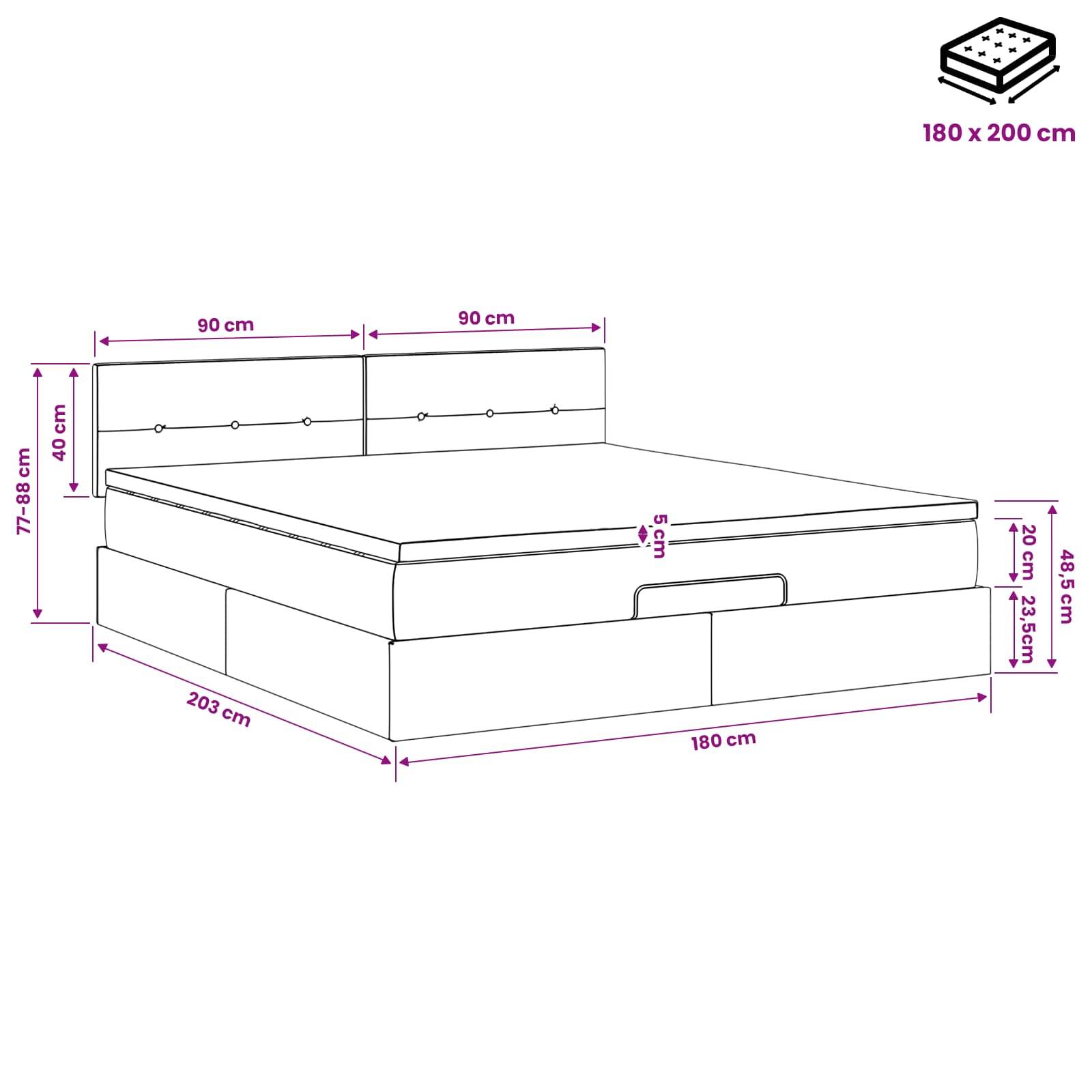 vidaXL Ottoman Bett mit Matratze Dunkelblau 180 x 200 cm Samt