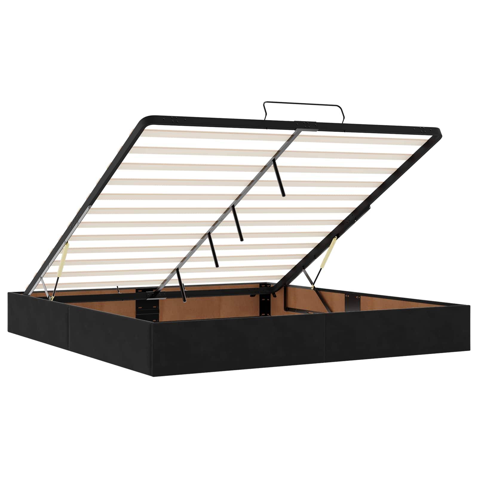 vidaXL Ottoman-Bett mit Matratze und LED Schwarz 180 x 200 cm Samt