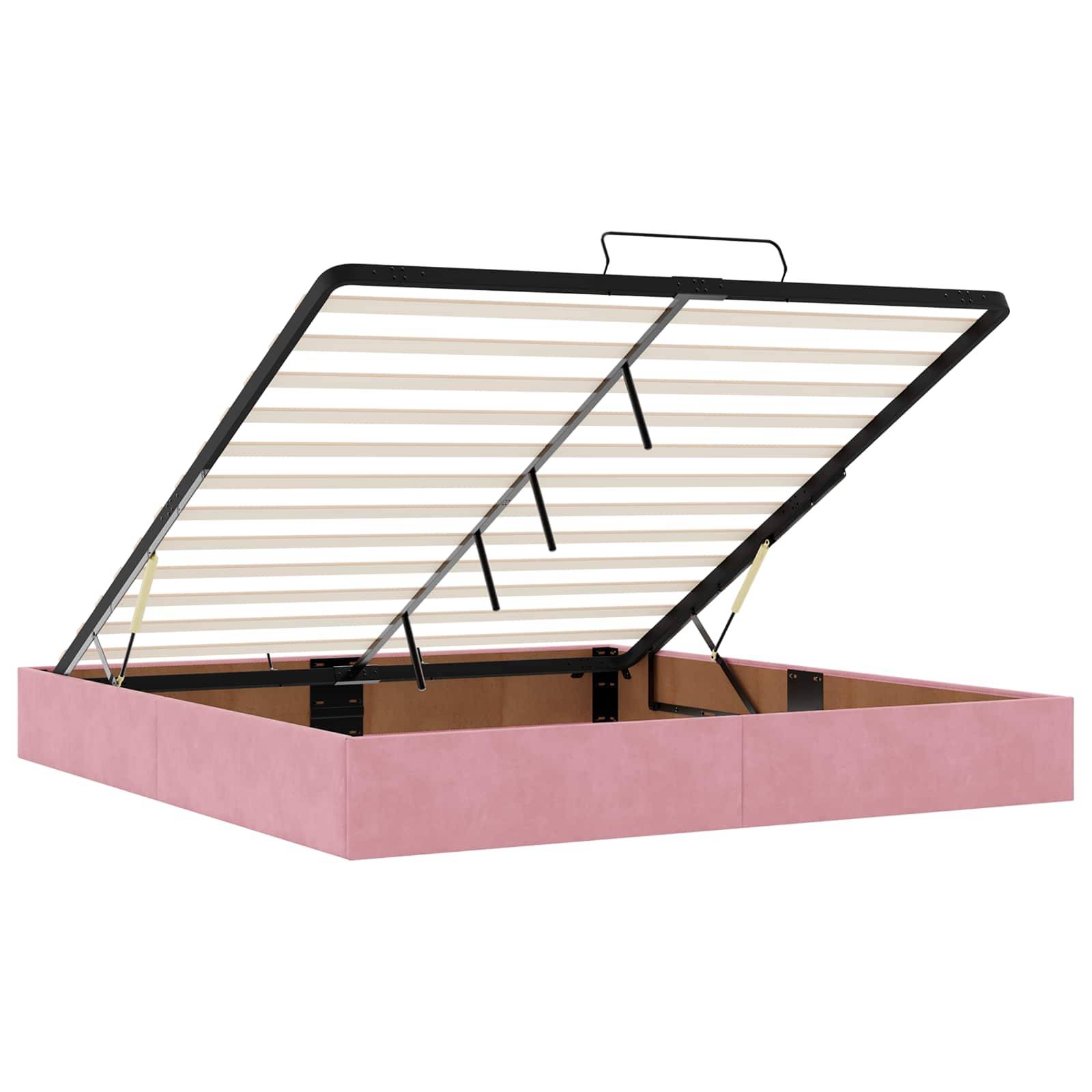 vidaXL Ottoman-Bett mit Matratze und LED Rosa 200 x 200 cm Samt