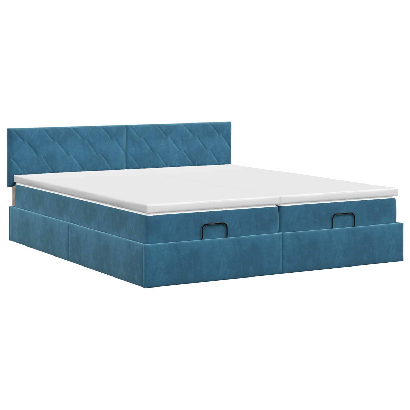 vidaXL Boxspringbett mit Matratze Dunkelblau 180 x 200 cm Samt