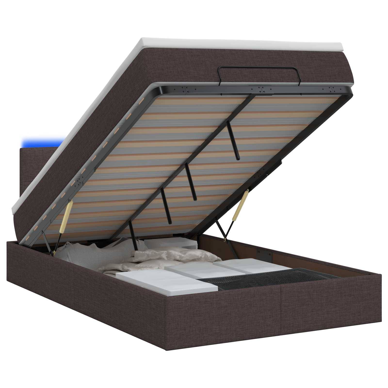 vidaXL Ottoman-Bett mit Matratze und LED Dunkelbraun 120 x 190 cm