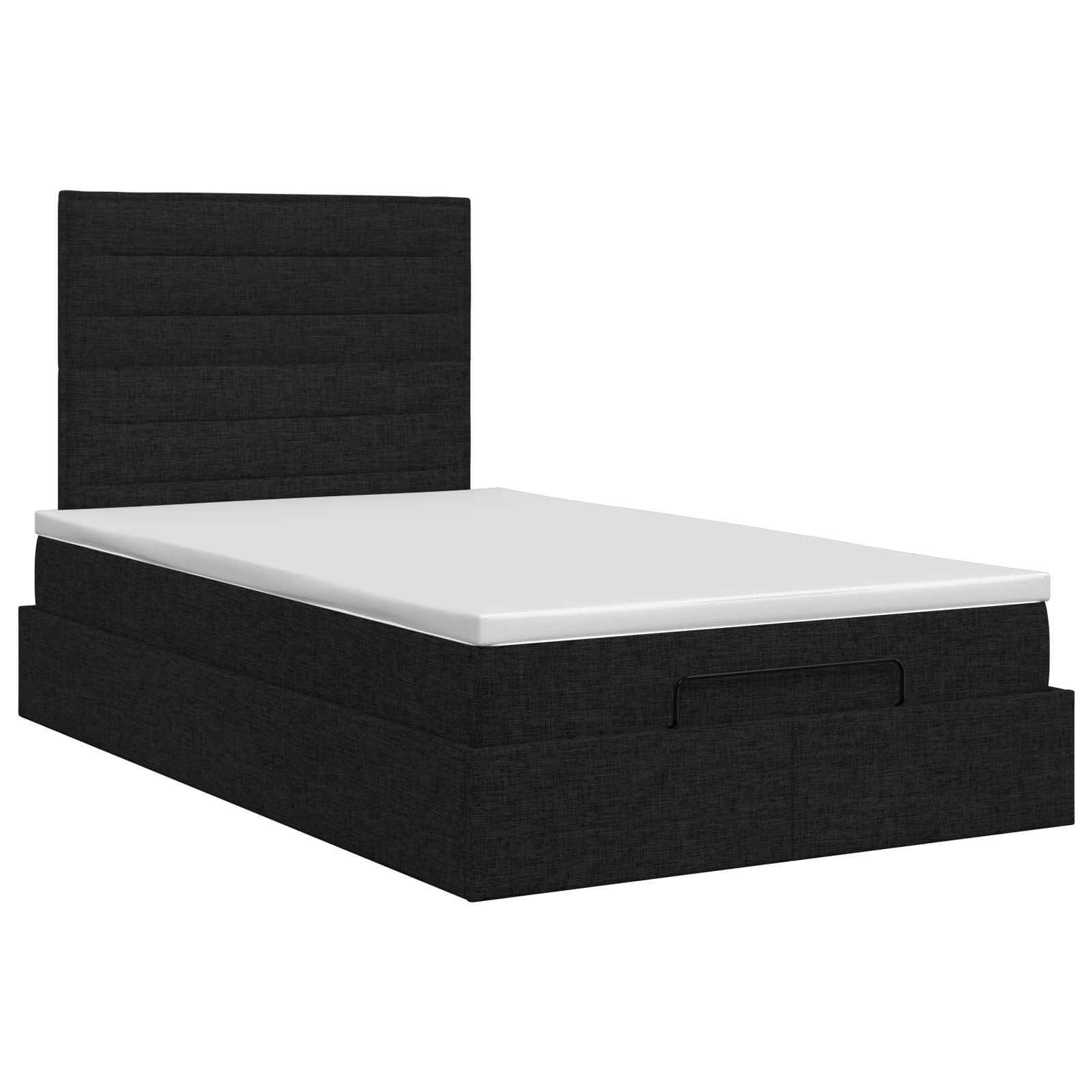 vidaXL Ottoman Bett mit Matratze Schwarz 120 x 190 cm Stoff