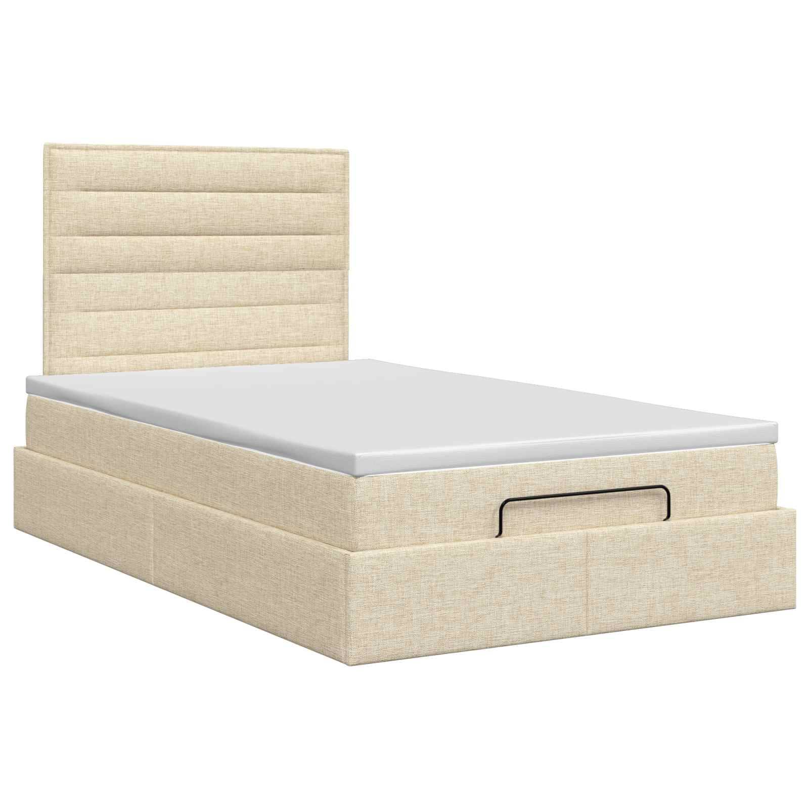 vidaXL Ottoman Bett mit Matratze mit Kopfteil Creme 120 x 190 cm Stoff