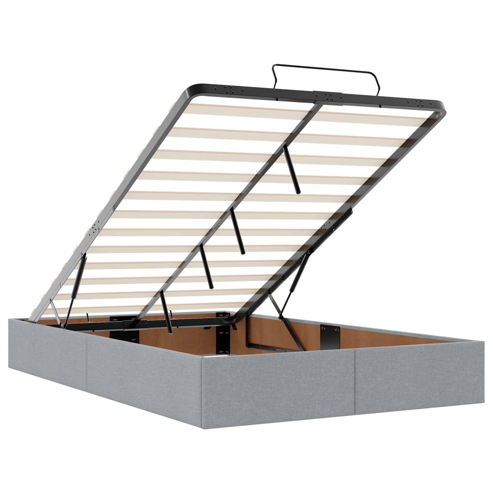 vidaXL Ottoman-Bett mit Matratze und LED Hellgrau 120 x 190 cm Stoff