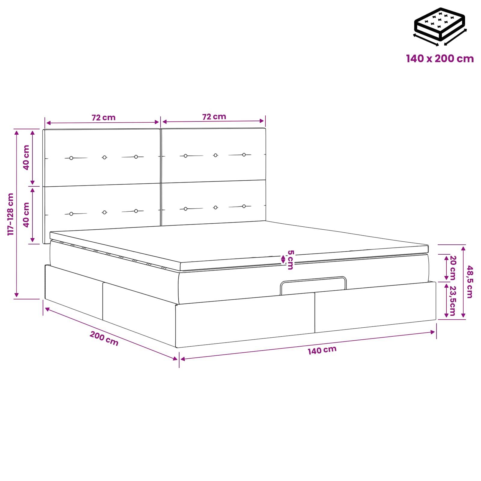 vidaXL Ottoman Bett mit Matratze Dunkelblau 140 x 200 cm Samt