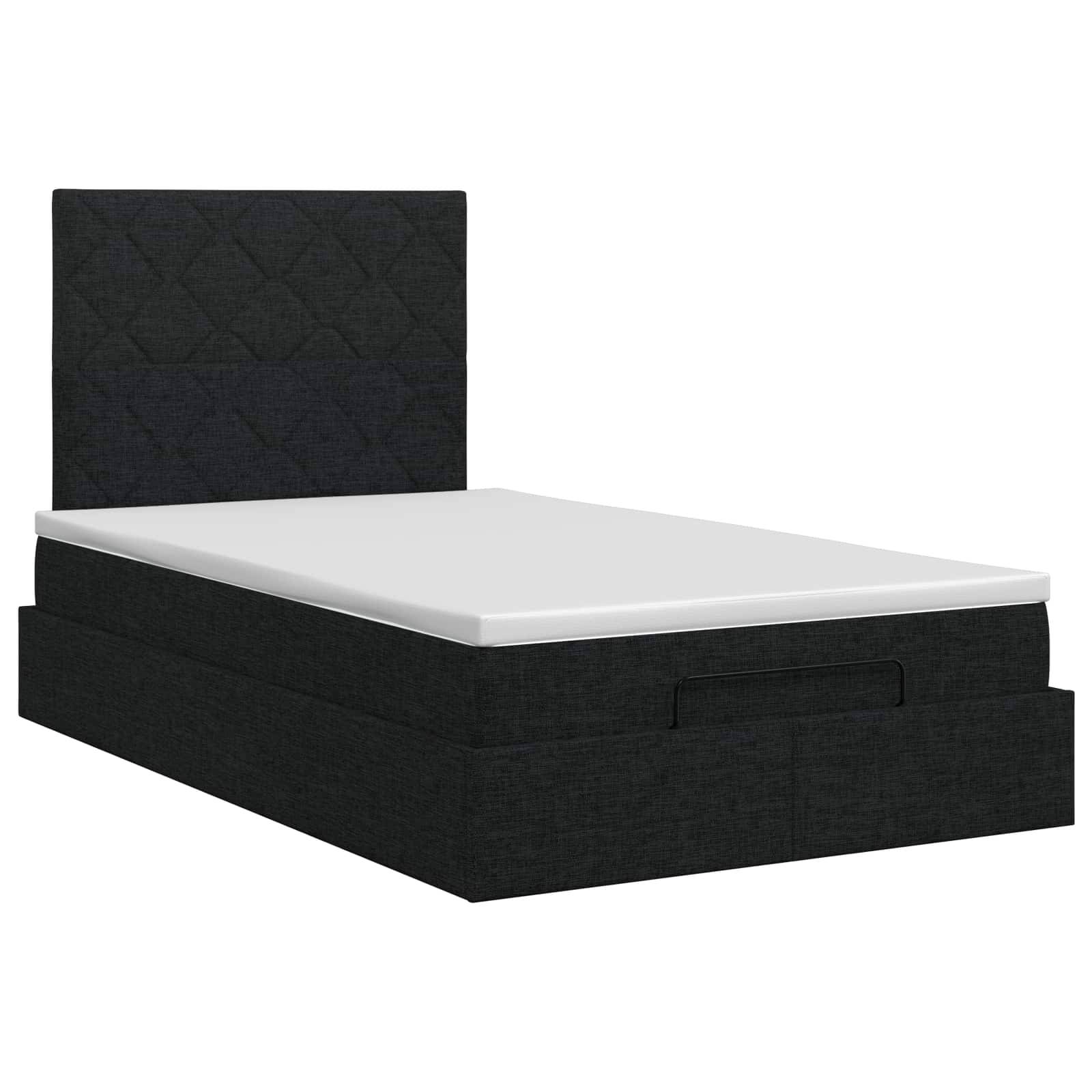 vidaXL Ottoman Bett mit Matratze Schwarz 120 x 190 cm Stoff