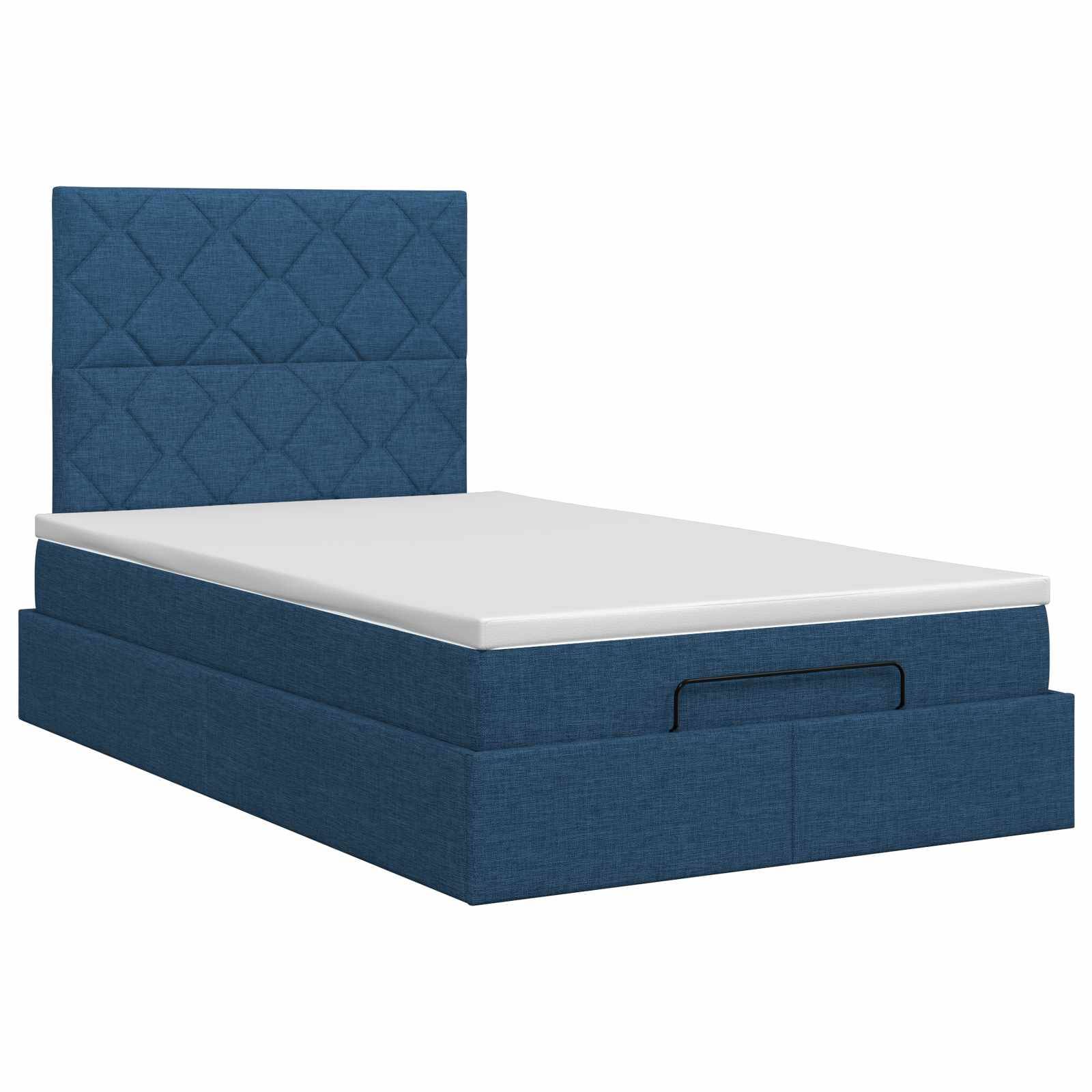 vidaXL Ottoman Bett mit Matratze mit Kopfteil Blau 120 x 190 cm Stoff