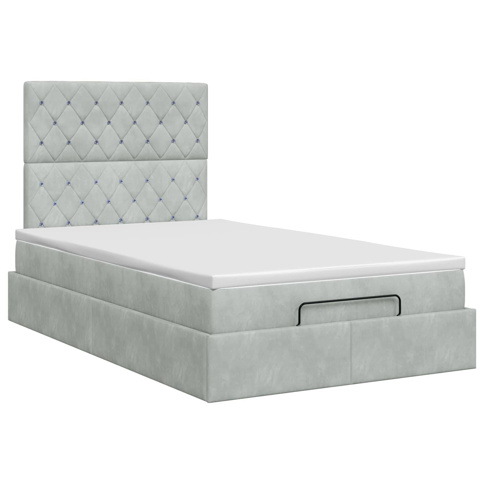 vidaXL Ottoman Bett mit Matratze Hellgrau 120 x 190 cm Samt