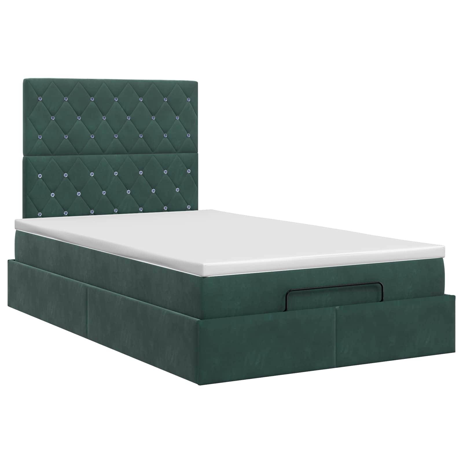 vidaXL Ottoman Bett mit Matratze Dunkelgrün 120 x 190 cm Samt
