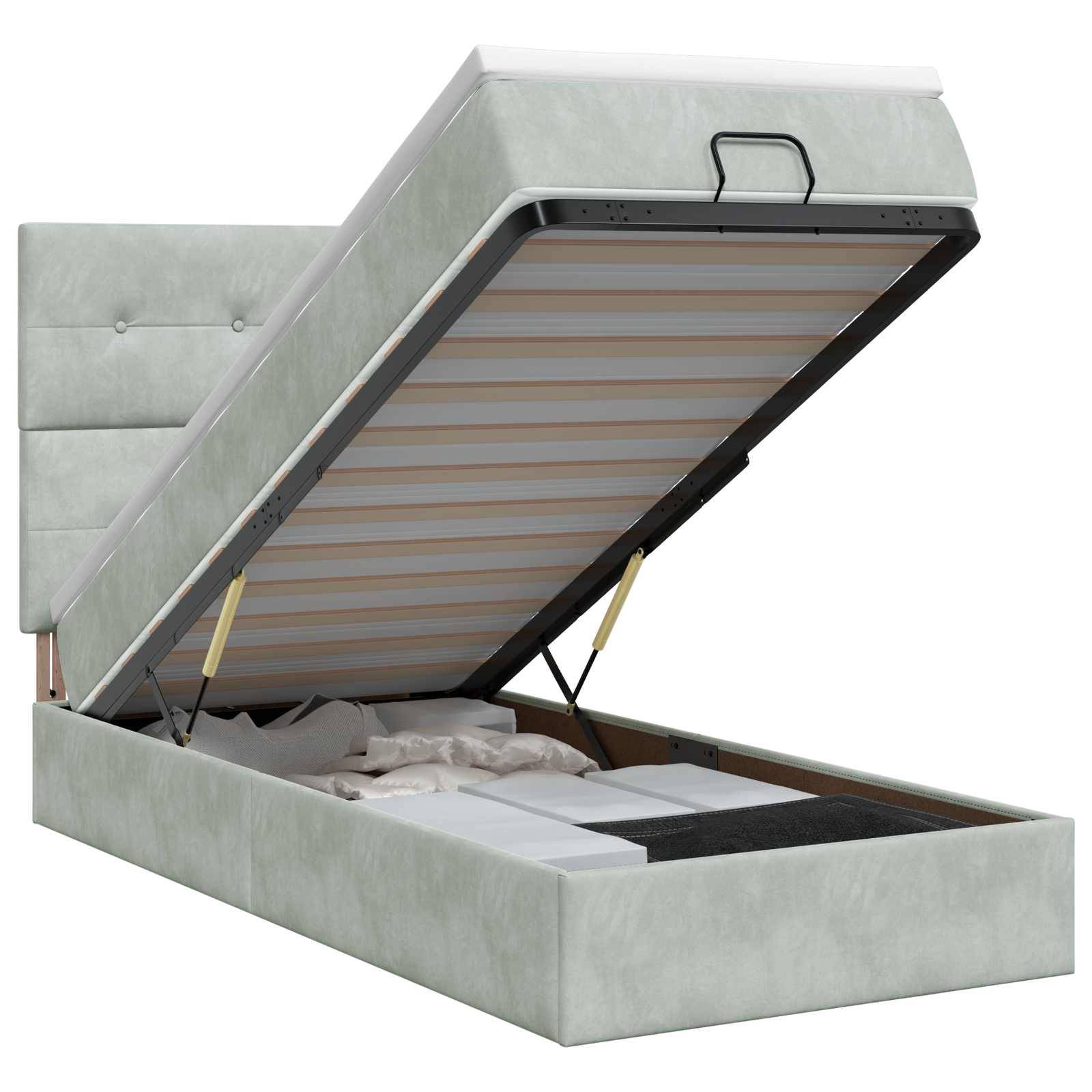 vidaXL Ottoman Bett mit Matratze Hellgrau 80 x 200 cm Samt