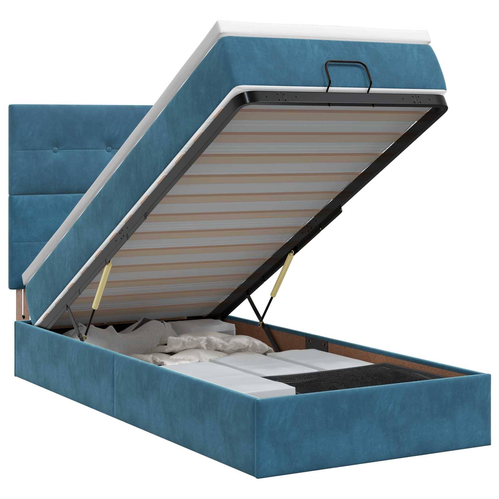 vidaXL Ottoman Bett mit Matratze Dunkelblau 90 x 200 cm Samt