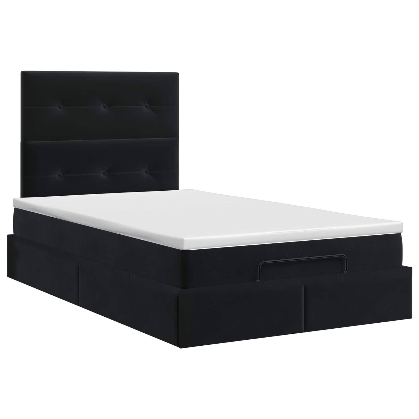 vidaXL Ottoman Bett mit Matratze Schwarz 120 x 190 cm Samt