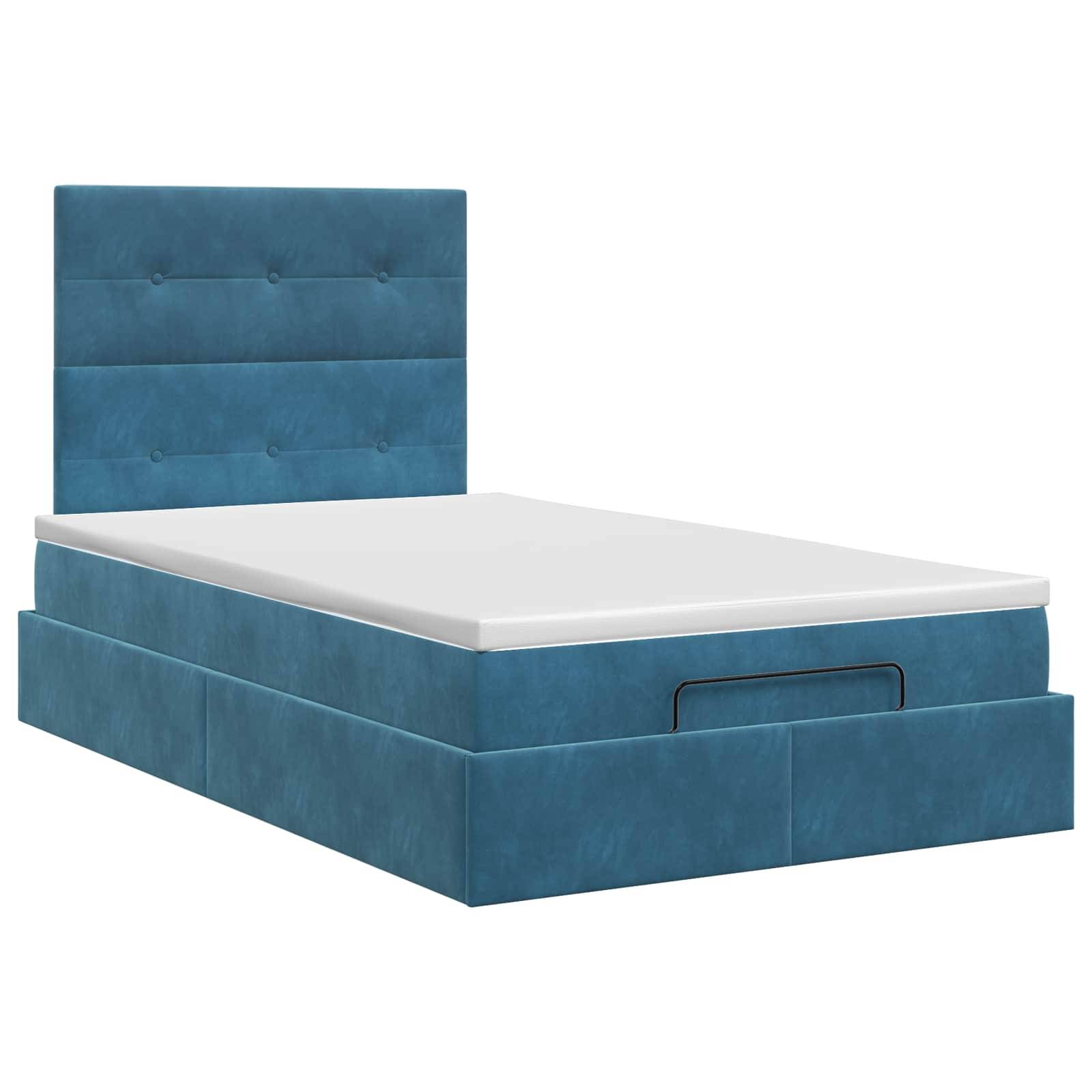 vidaXL Ottoman Bett mit Matratze Dunkelblau 120 x 190 cm Samt