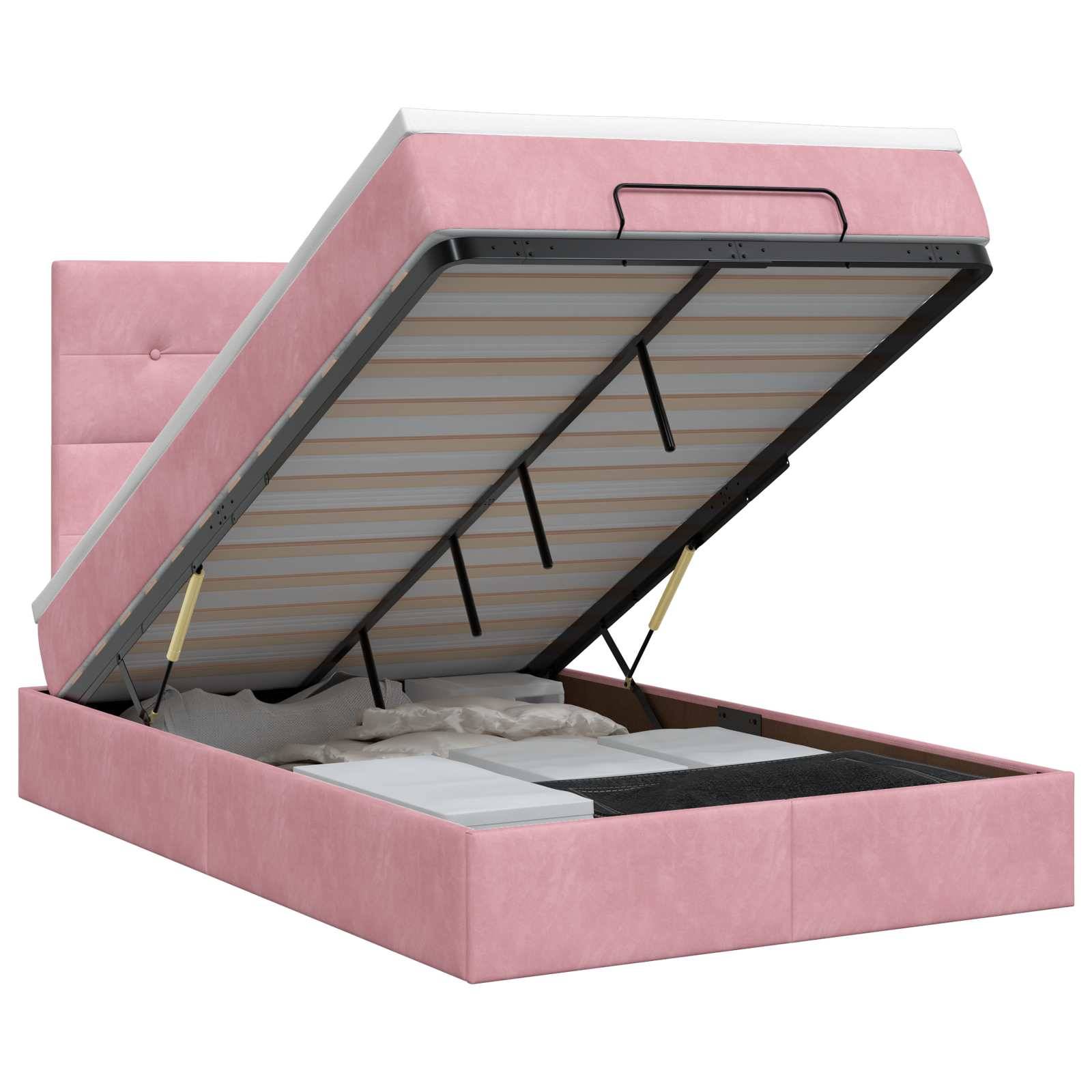 vidaXL Ottoman Bett mit Matratze mit Kopfteil Rosa 120 x 200 cm Samt