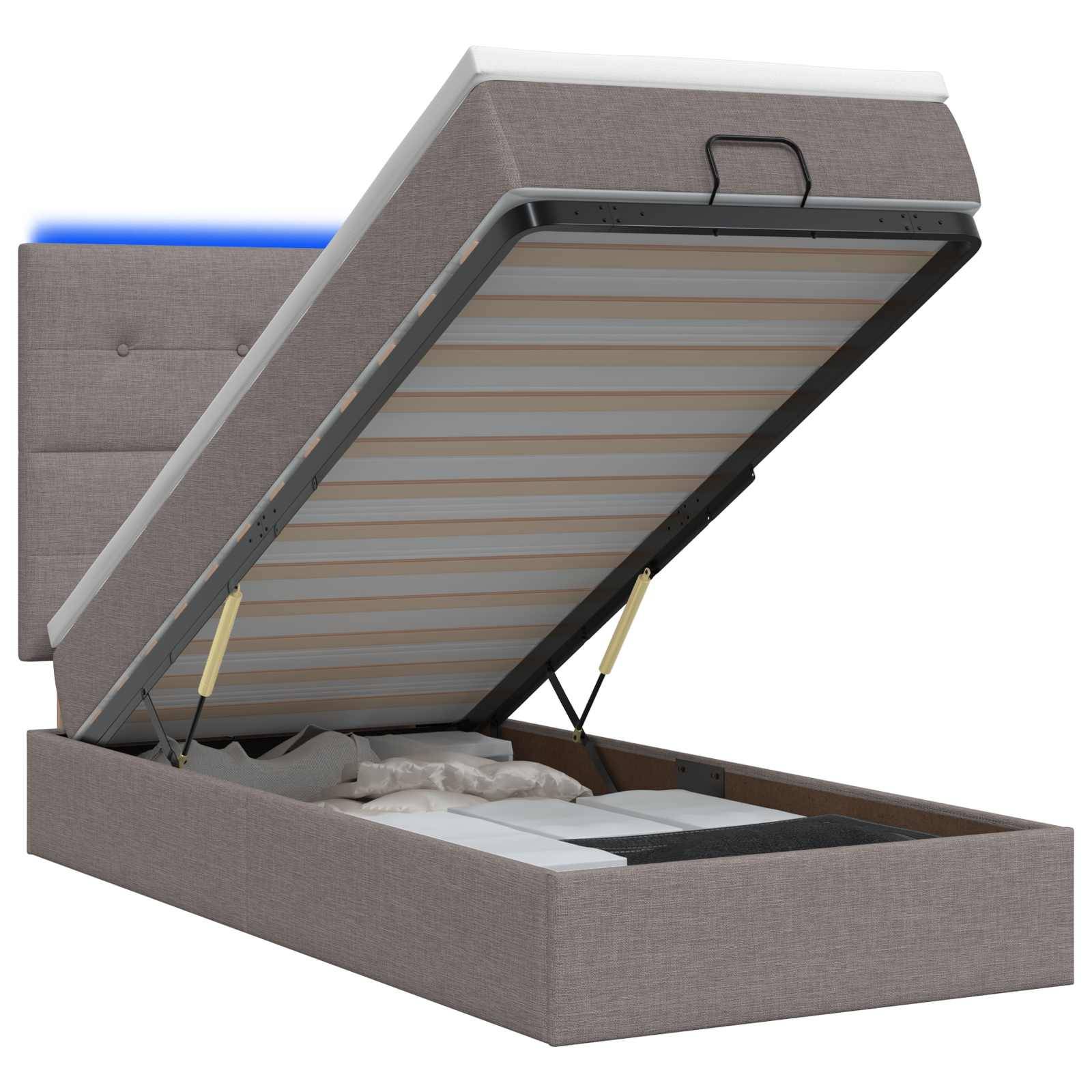 vidaXL Ottoman-Bett mit Matratze und LED Taupe 80 x 200 cm Stoff