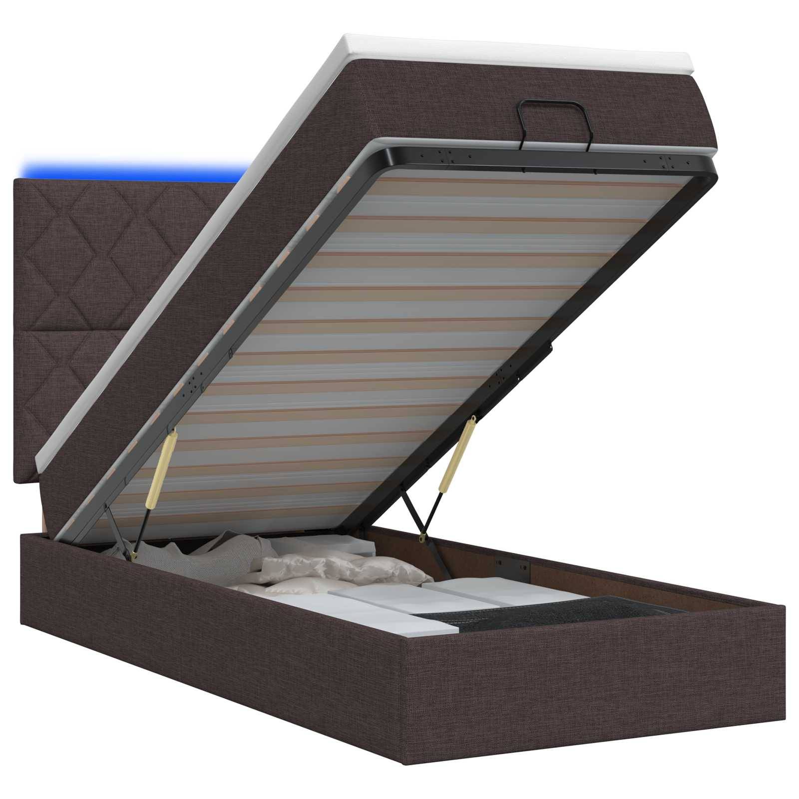 vidaXL Ottoman-Bett mit Matratze und LED Dunkelbraun 100 x 200 cm