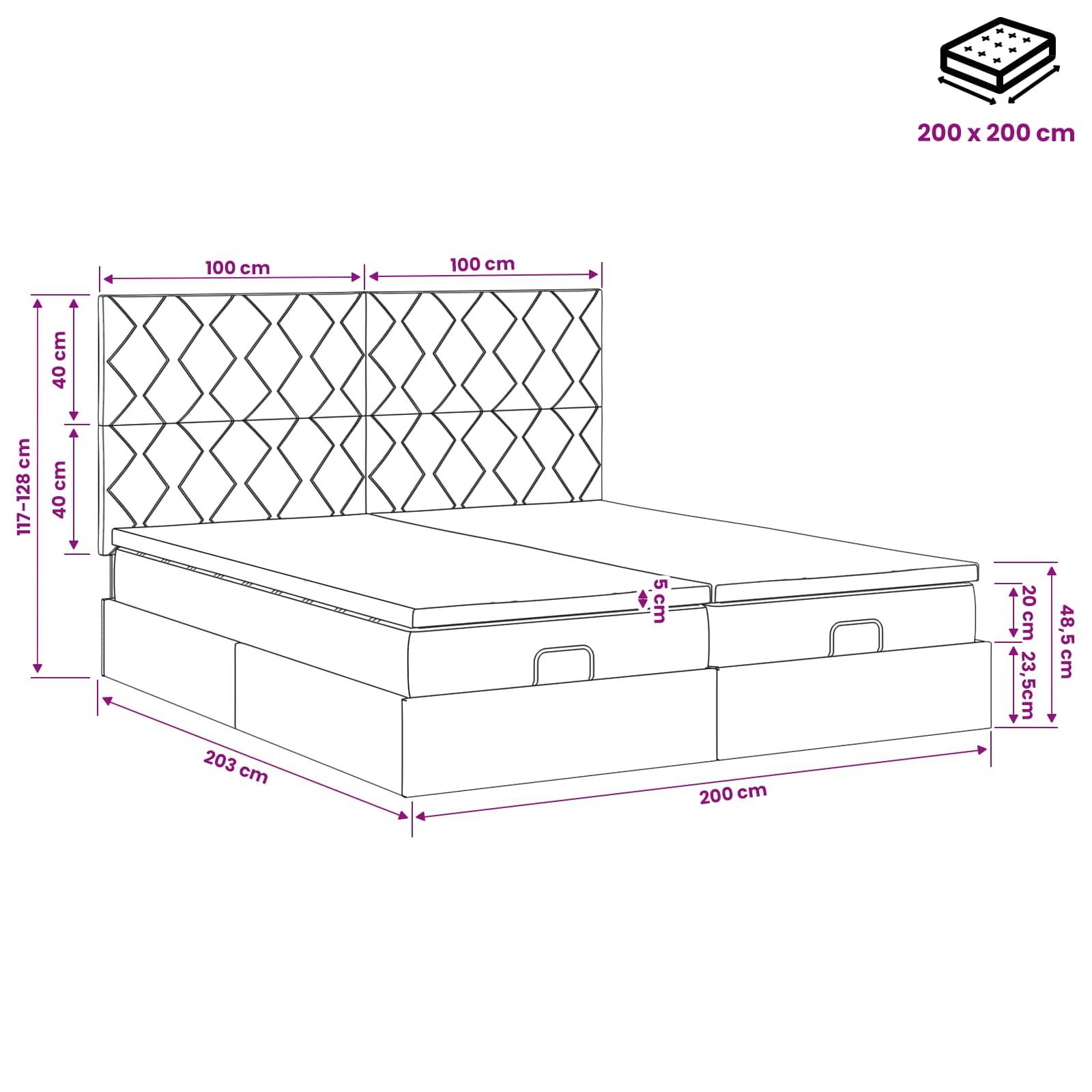 vidaXL Ottoman-Bett mit Matratze und LED Dunkelbraun 200 x 200 cm