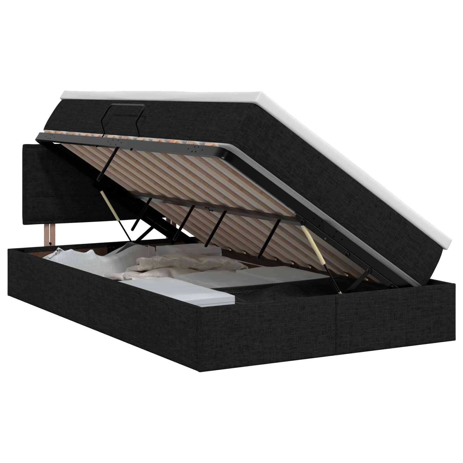 vidaXL Aufbewahrungsbett mit Matratze Schwarz 120 x 200 cm Samt