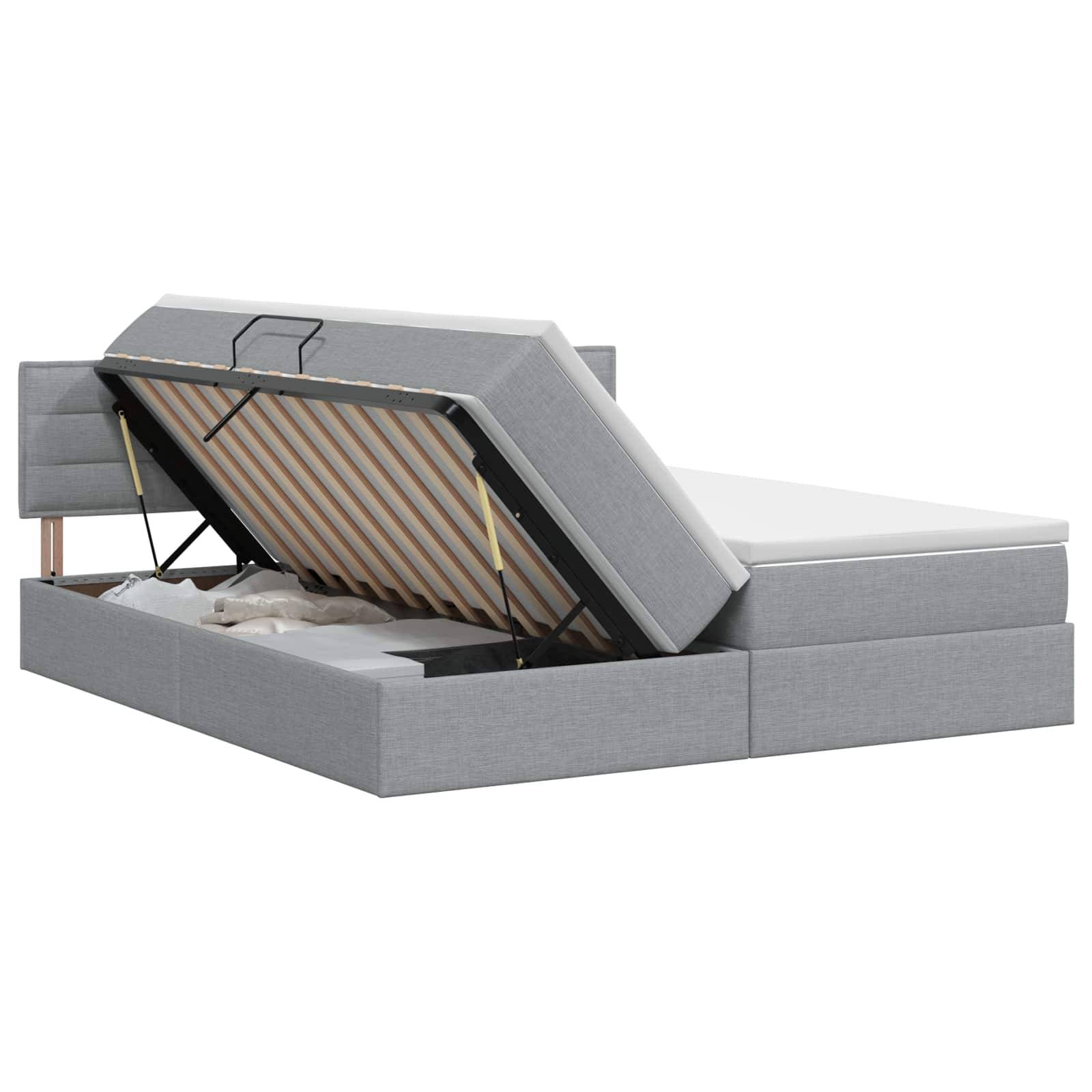 vidaXL Aufbewahrungsbett mit Matratze Hellgrau 140 x 190 cm Samt