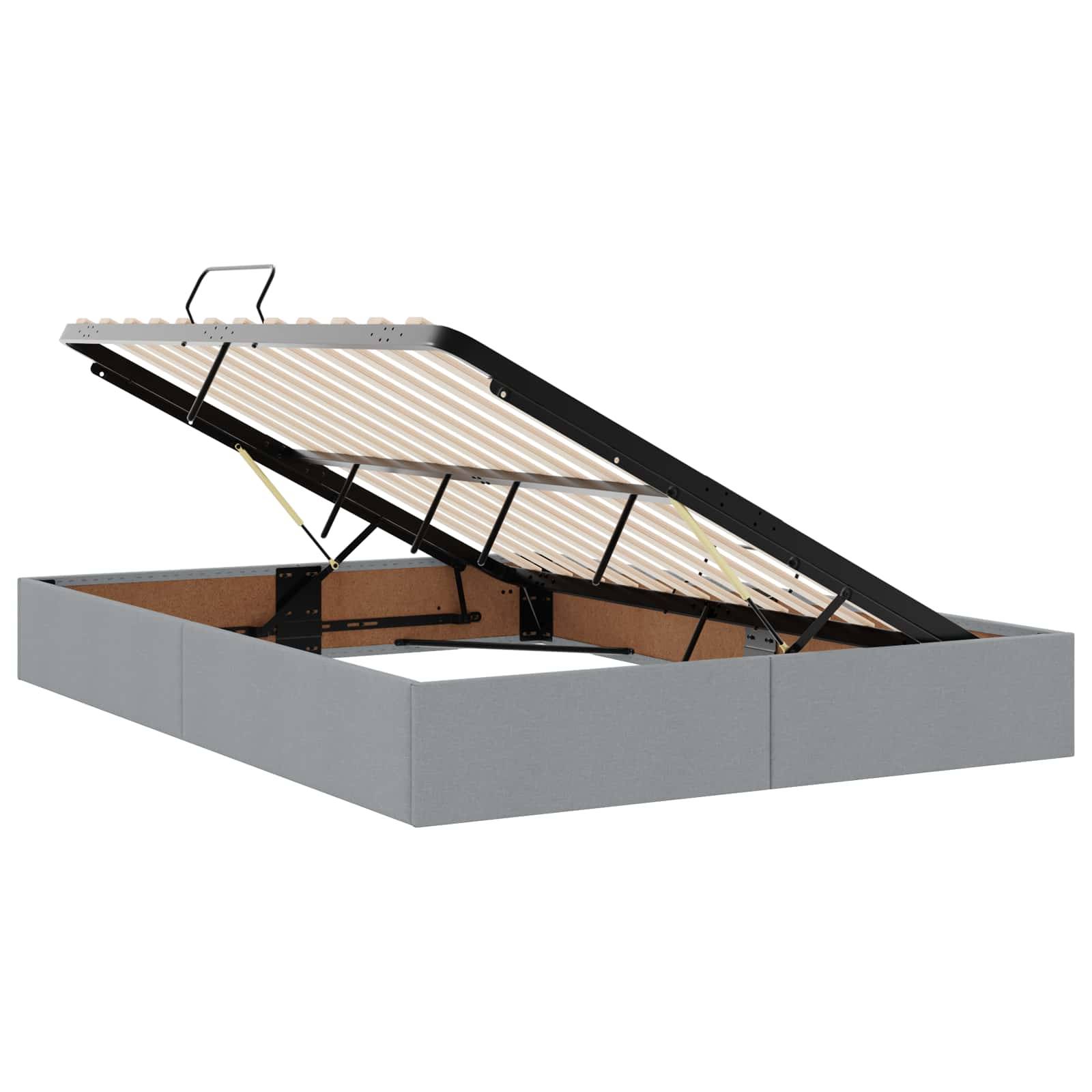vidaXL LED-Speicherbett mit Matratze Hellgrau 140 x 190 cm Stoff