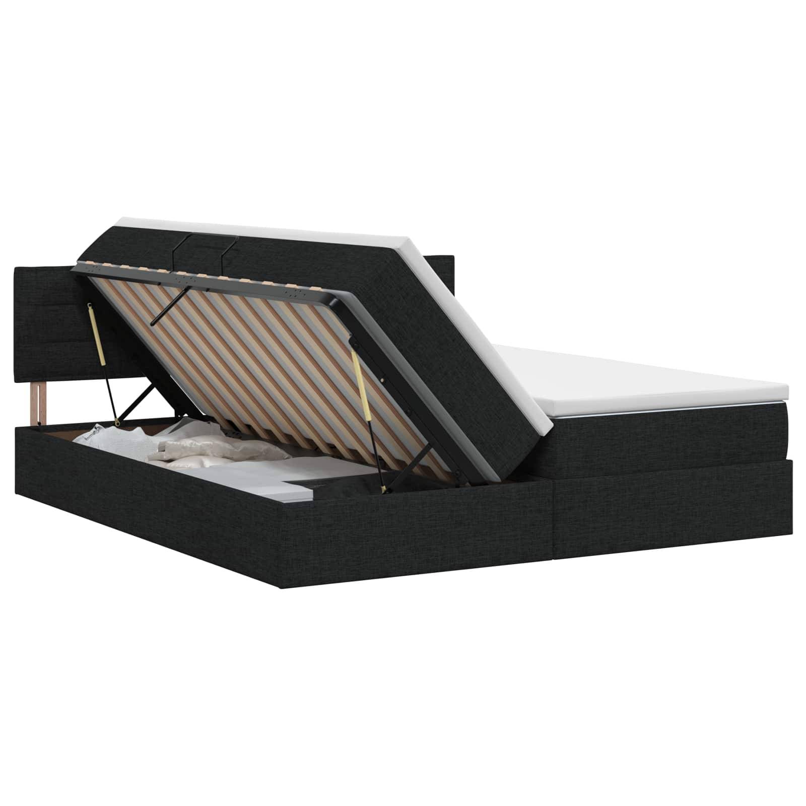 vidaXL Aufbewahrungsbett mit Matratze Schwarz 160 x 200 cm Samt