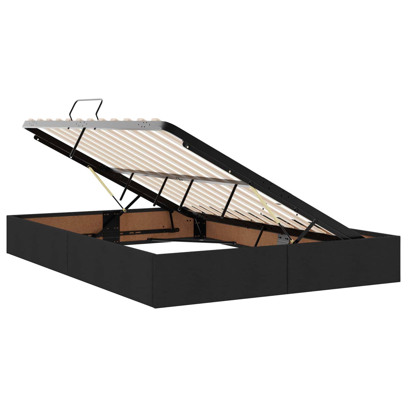 vidaXL LED-Speicherbett mit Matratze Schwarz 140 x 200 cm Stoff
